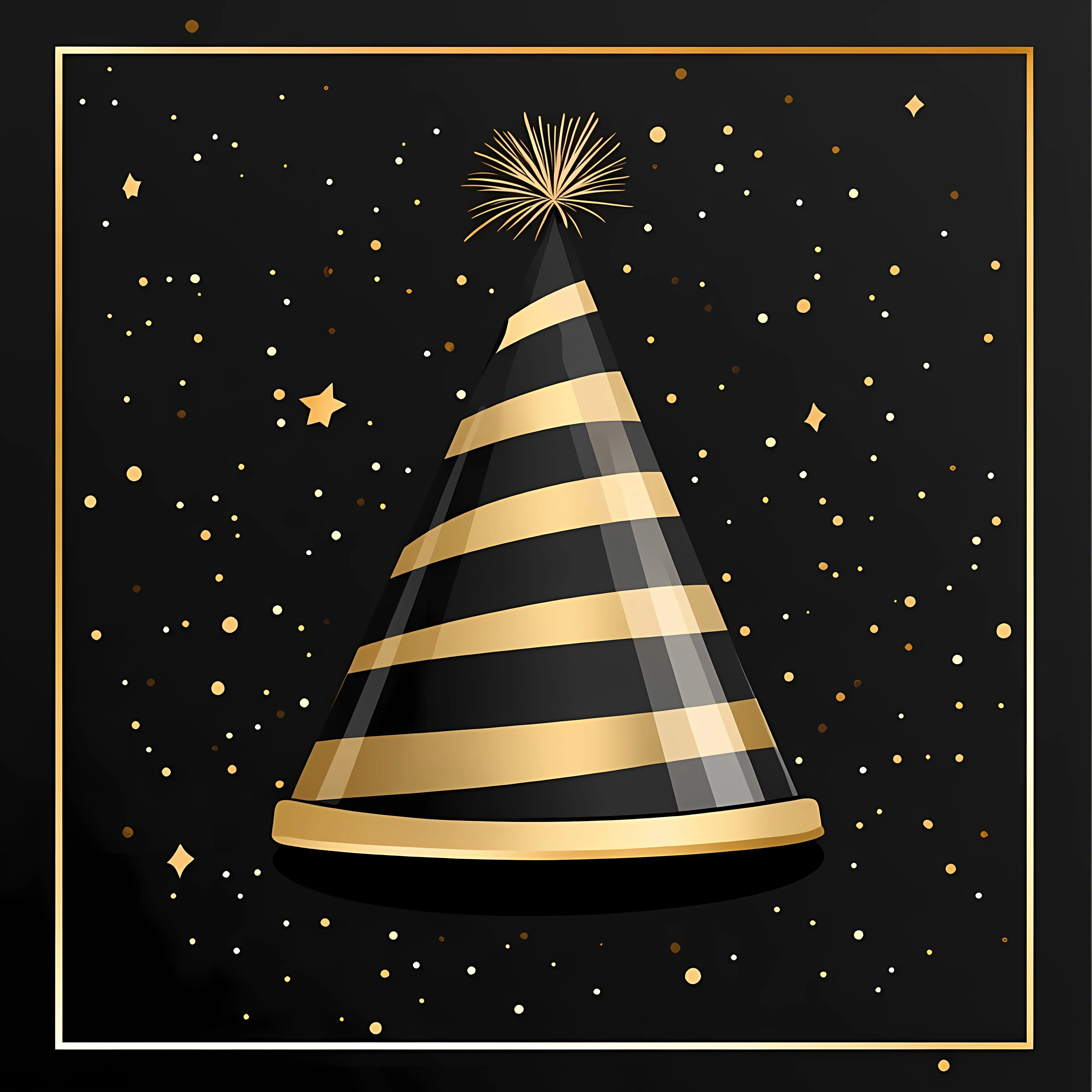 Black and Gold Birthday Party Hat Illustration – free vector png image from Dotvec