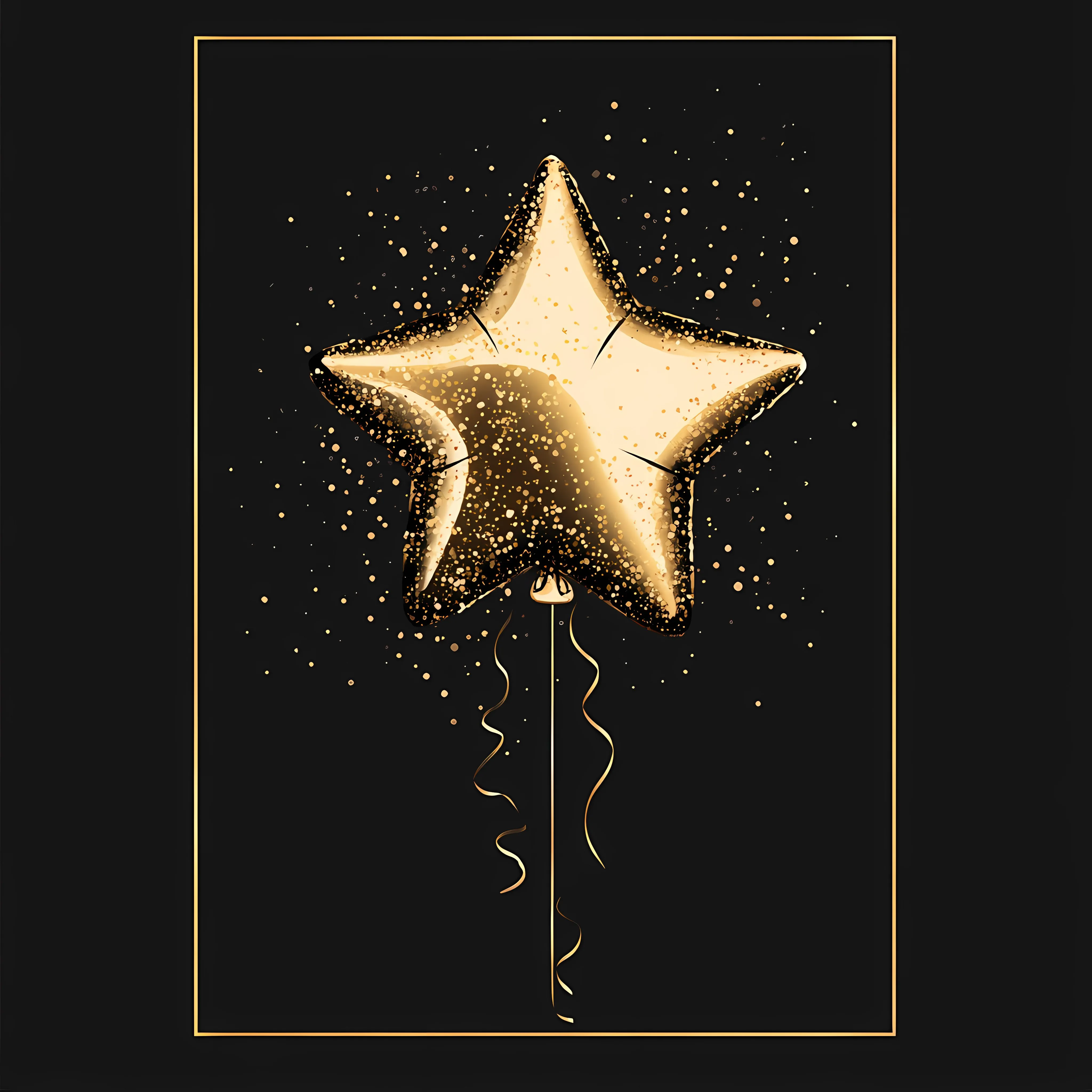 Black and Gold Birthday Star Balloon Vector — free download from Dotvec