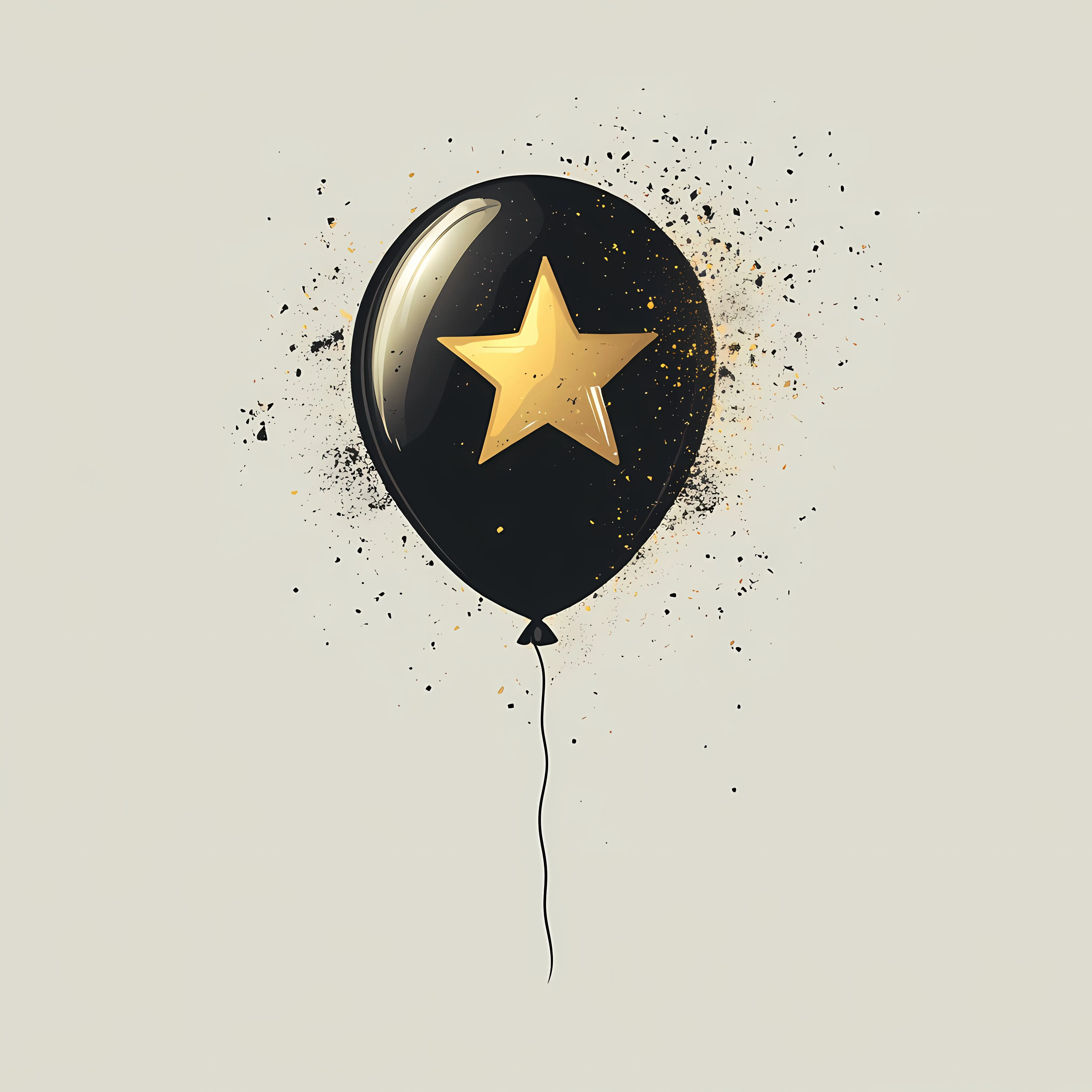 Black and Gold Star Balloon Birthday Illustration — free download from Dotvec