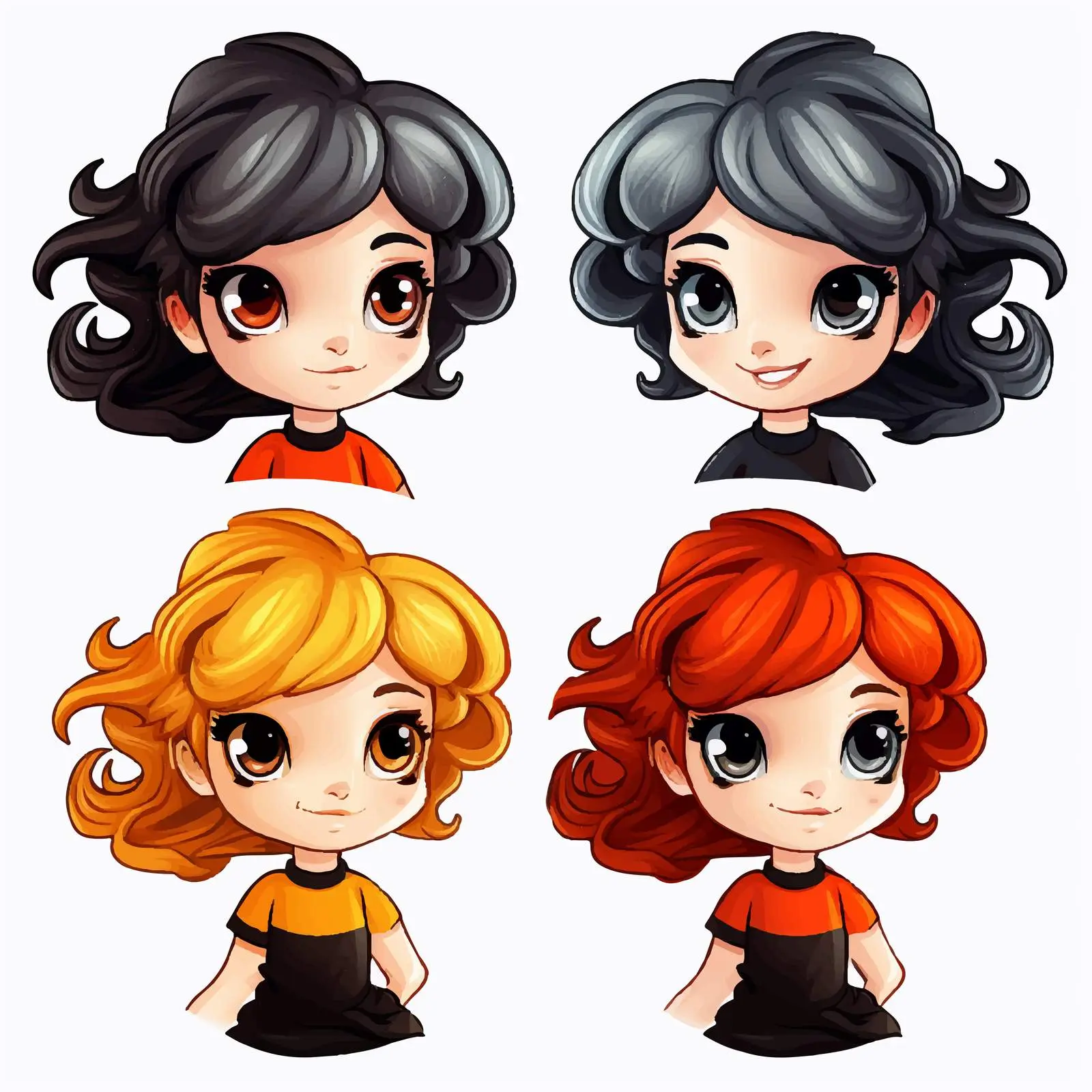 Cartoon Girl Vector in Black and White and Color — free download from Dotvec