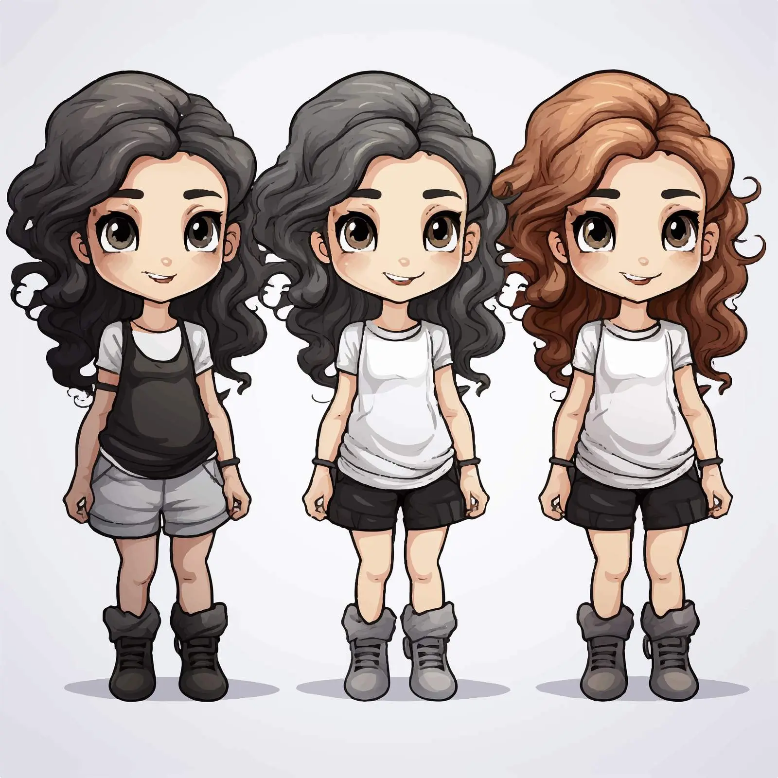 Cartoon Girl Vector in Black and White and Color — free download from Dotvec