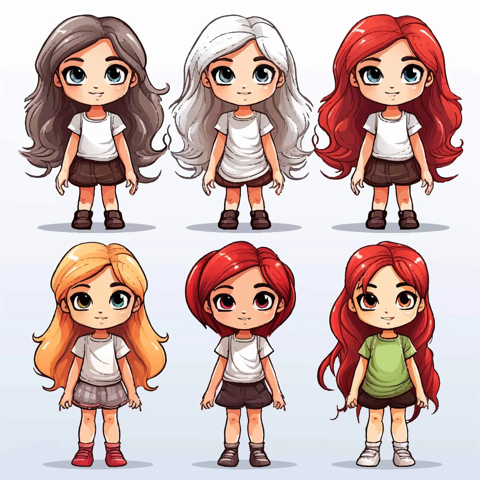 Cartoon Girl in Black and White and Color — free download from Dotvec