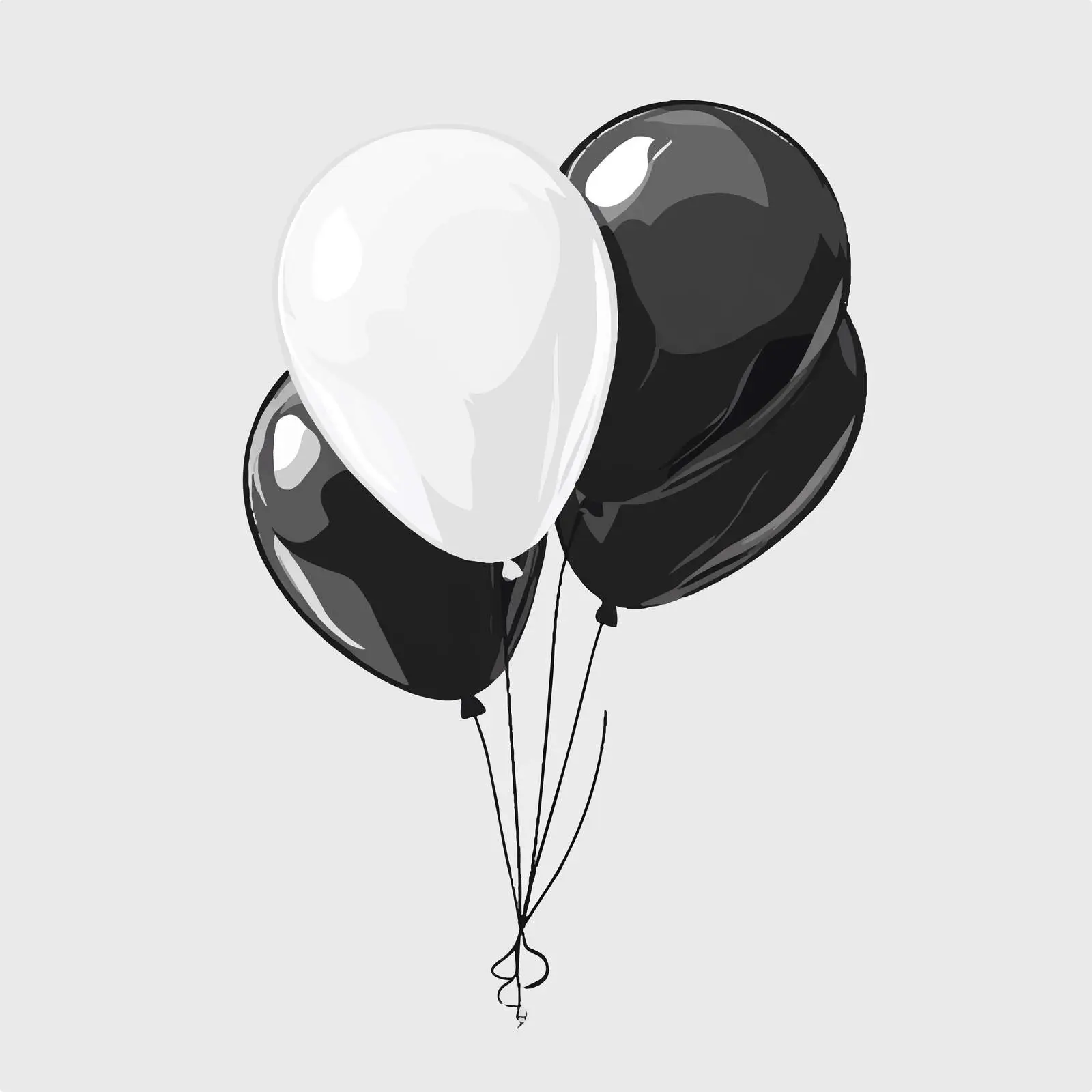 Black and White Balloons Vector Illustration — free download from Dotvec