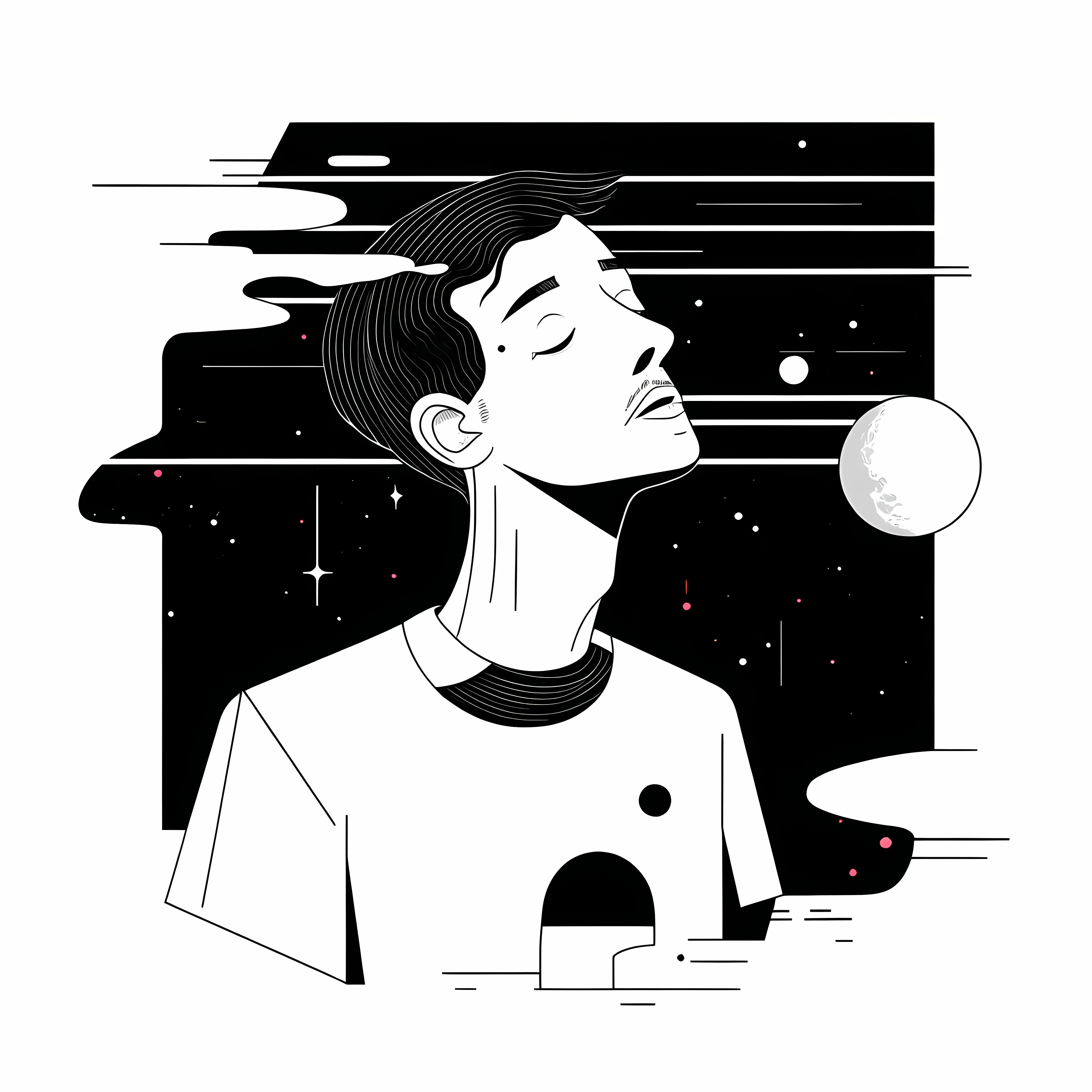 Black and White Cartoon Flat Vector Illustration — free download from Dotvec