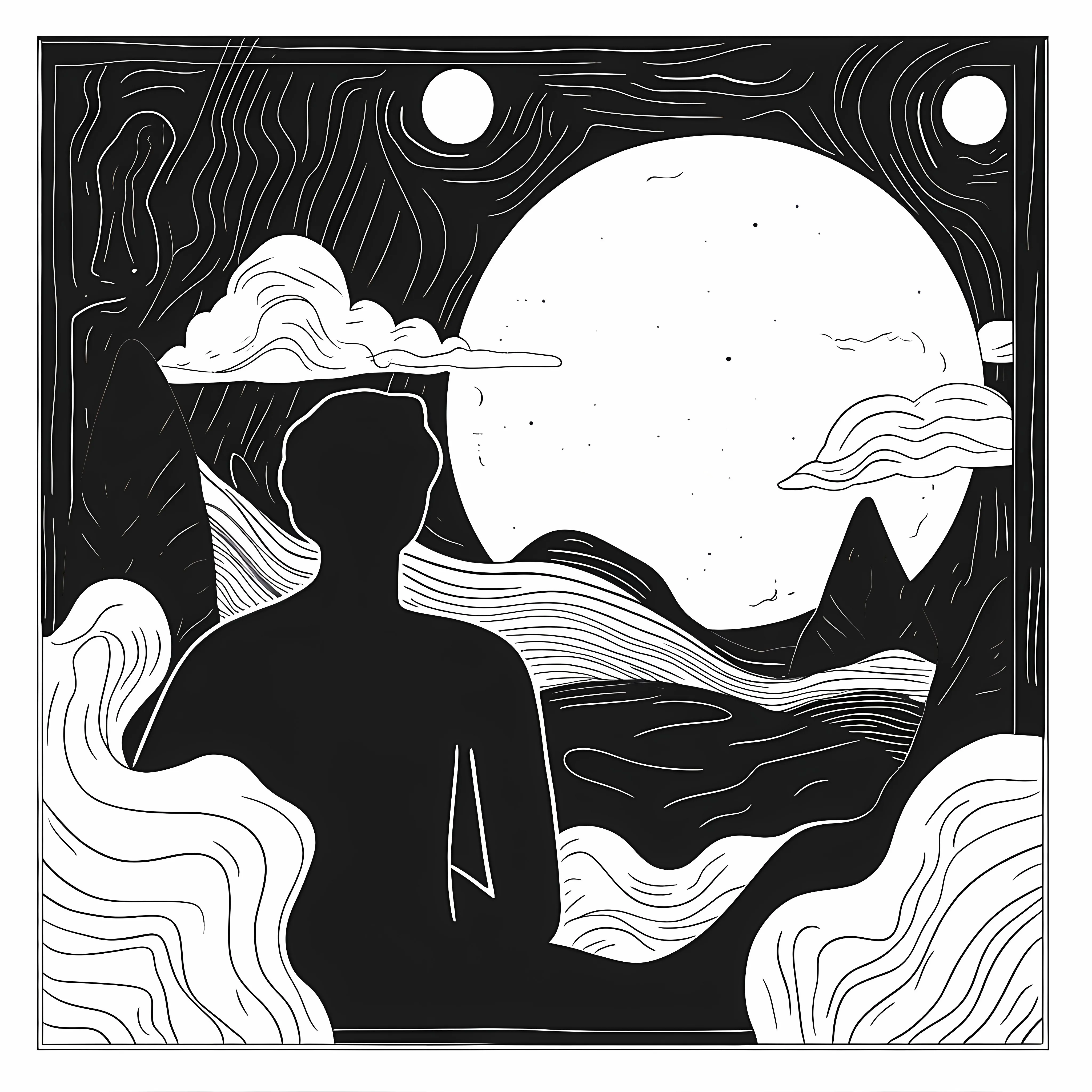 Black and White Cartoon Flat Vector Illustration — free download from Dotvec