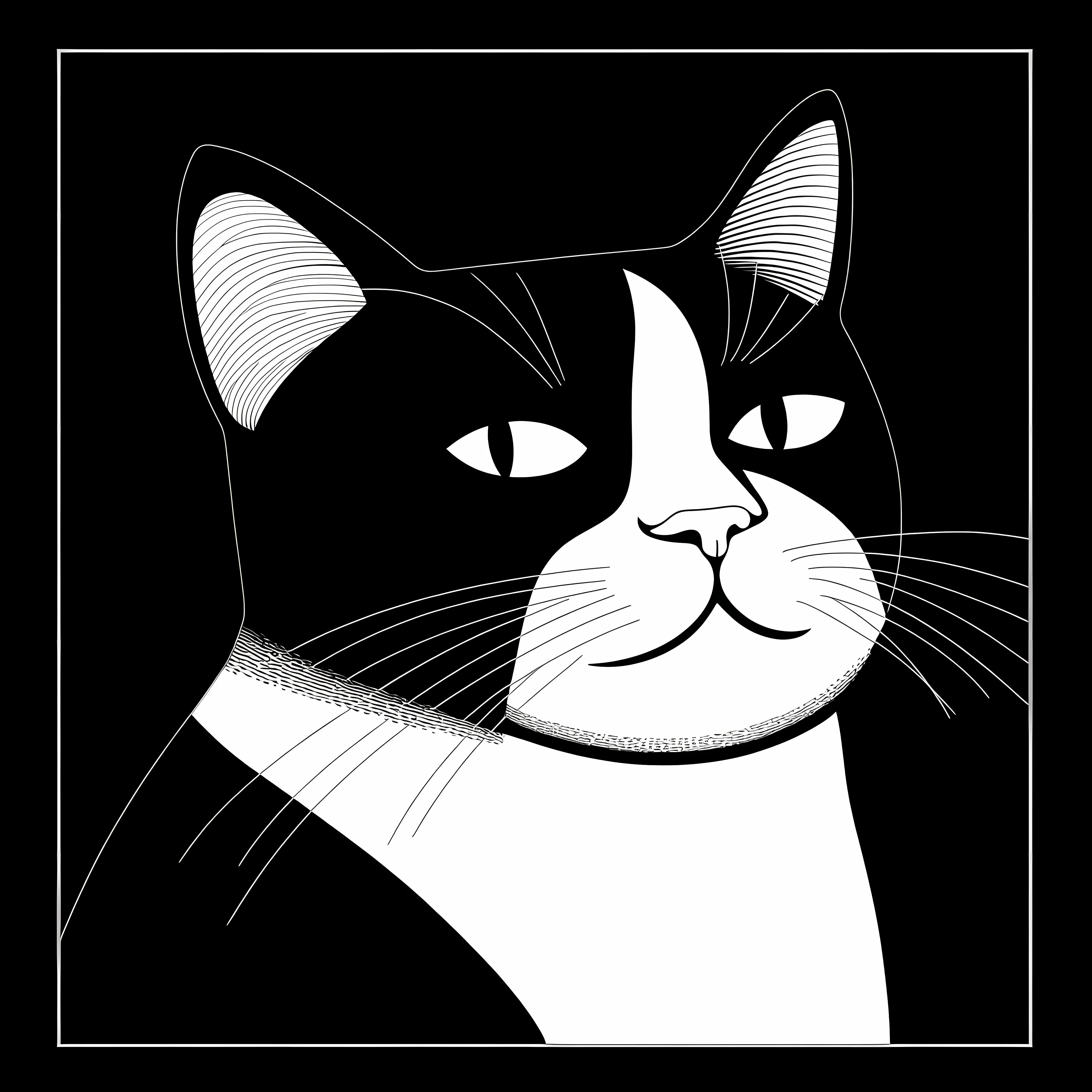 Flat Vector Illustration of Black and White Cat — free download from Dotvec
