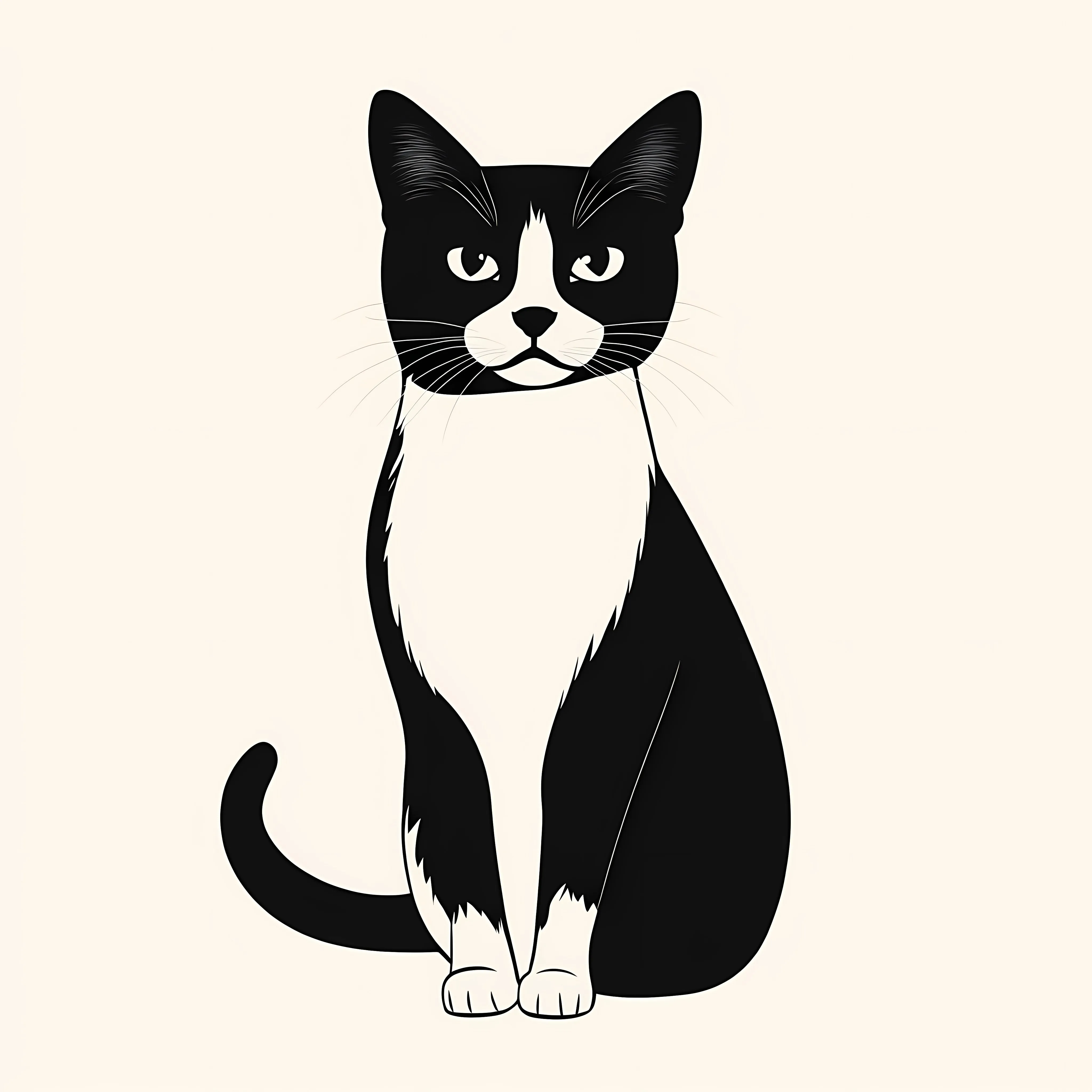 Flat Vector Illustration of Black and White Cat — free download from Dotvec