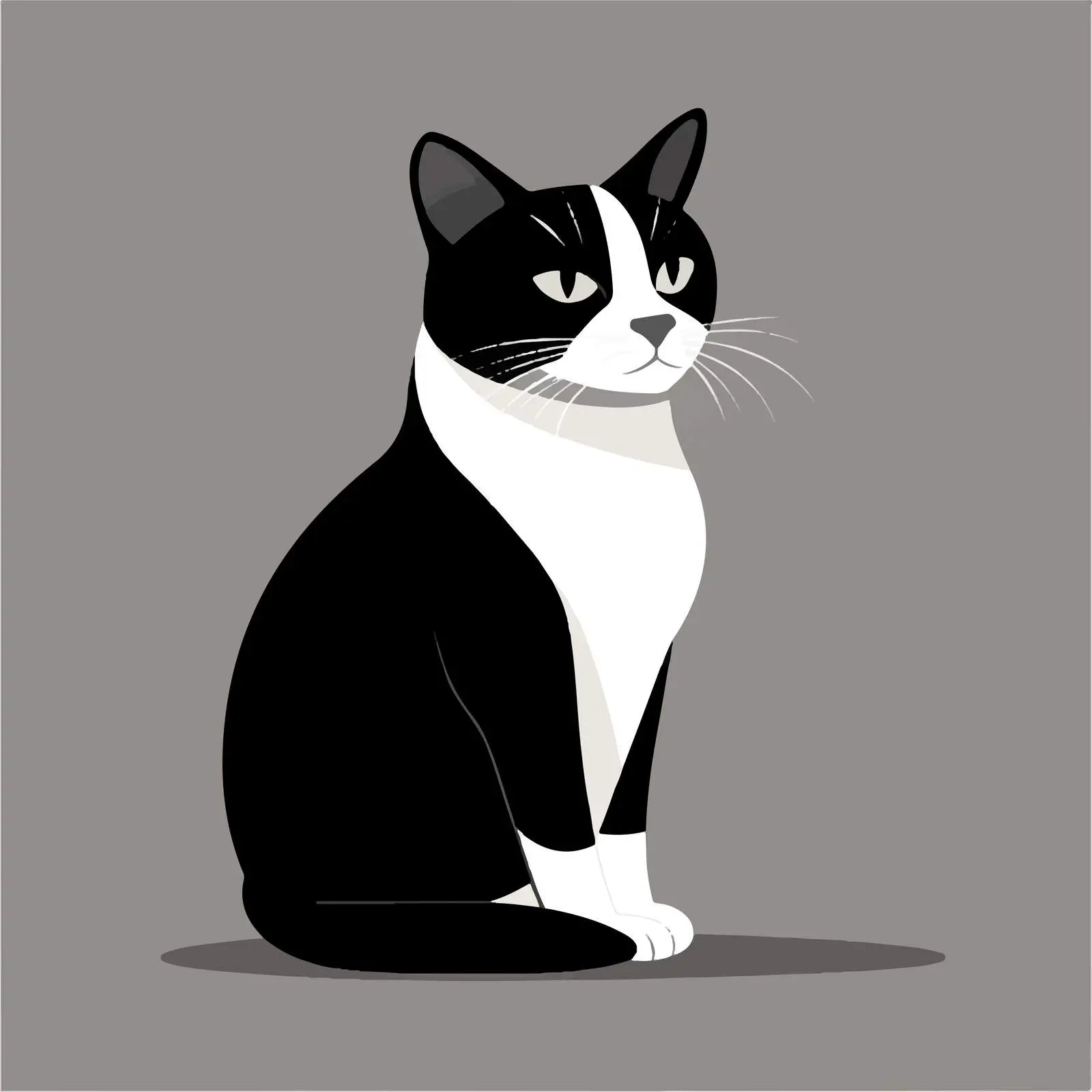Flat Black and White Cat Illustration — free download from Dotvec