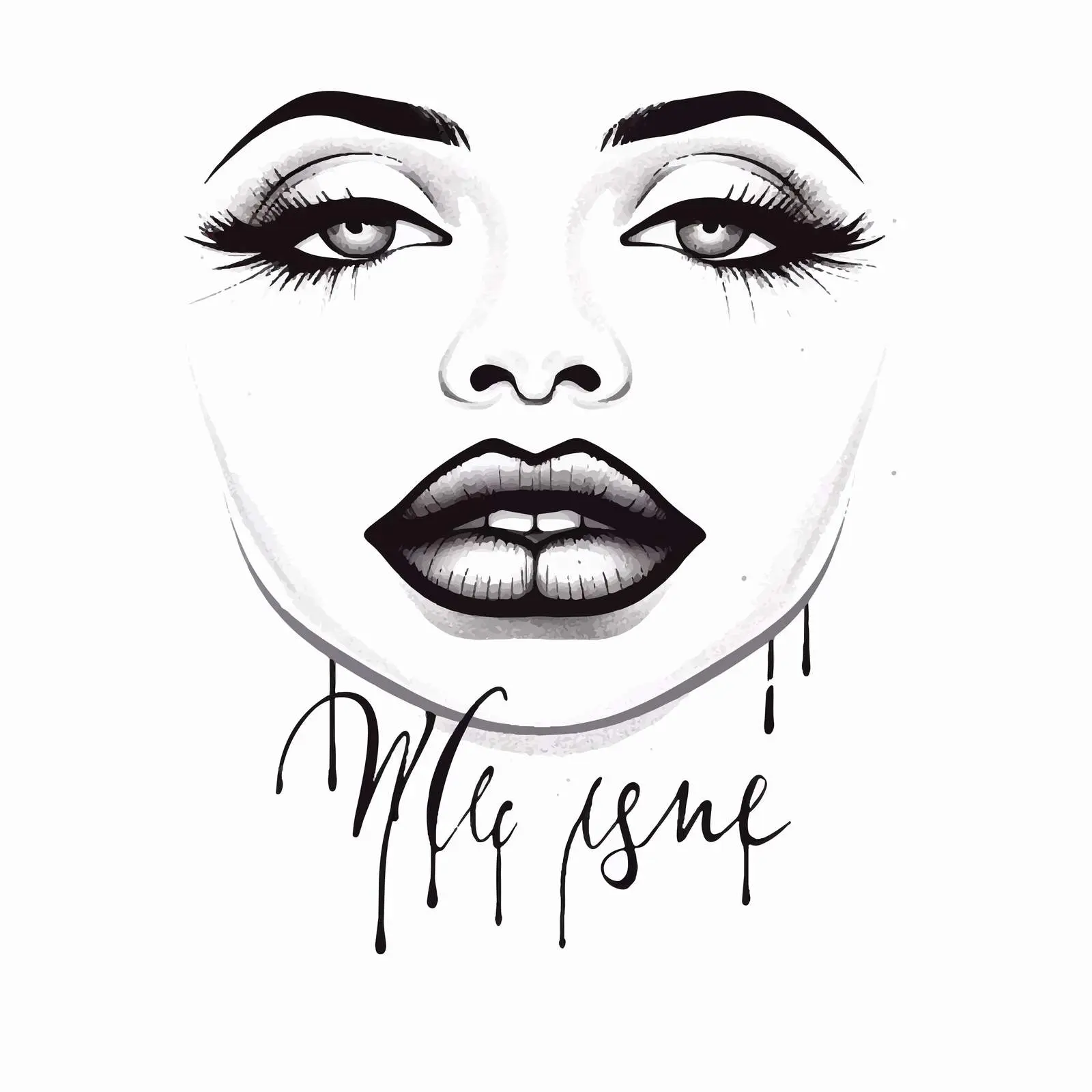 Stylish Black and White Kiss Me Card Design – free message card image from Dotvec