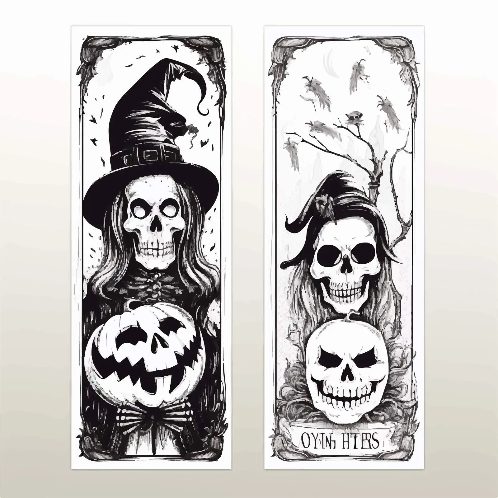 Scary Black and White Halloween Party Posters – free haunting image from Dotvec