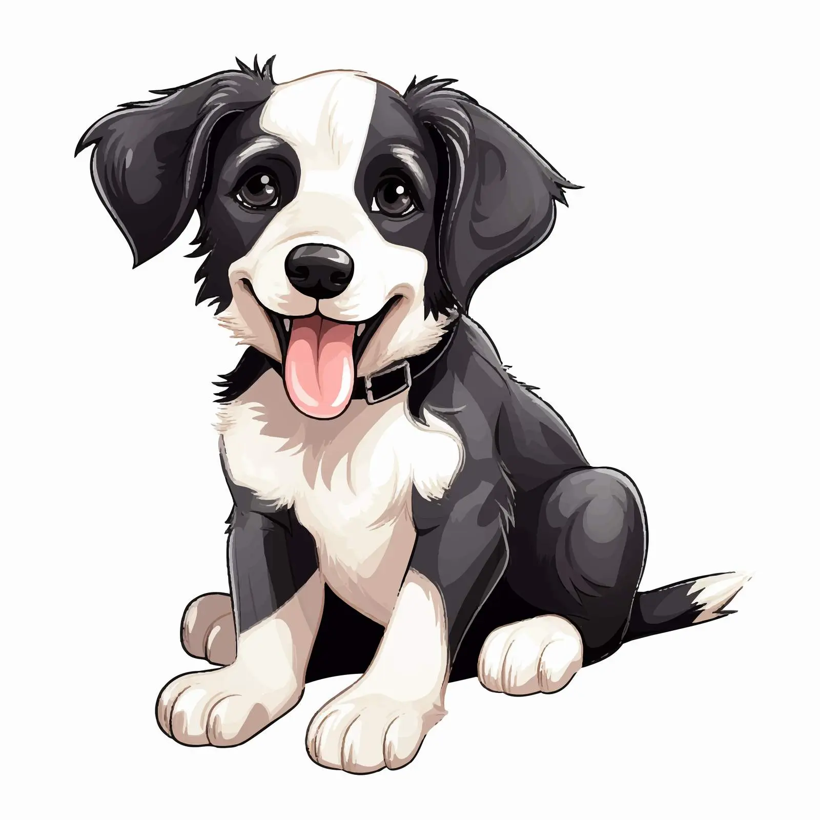 Happy Dog Black and White Vector Illustration — free download from Dotvec