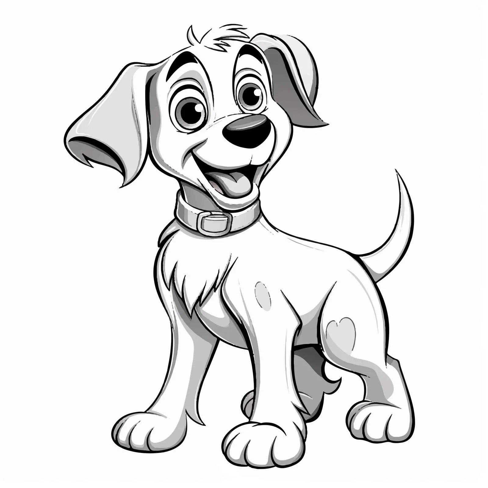 Happy Dog Black and White Cartoon Vector Drawing — free download from Dotvec