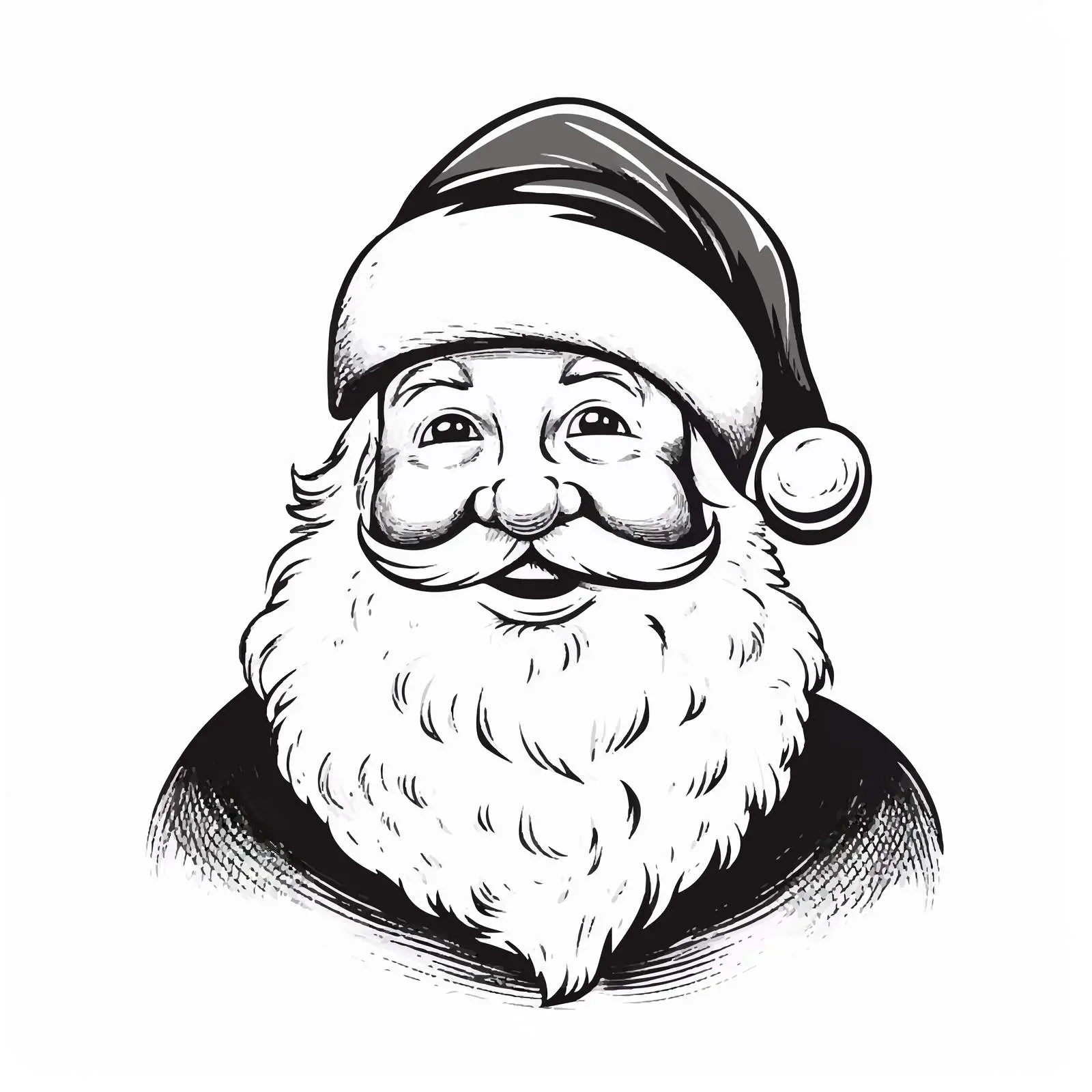 Smiling Santa Claus Black and White Vector Art — free download from Dotvec