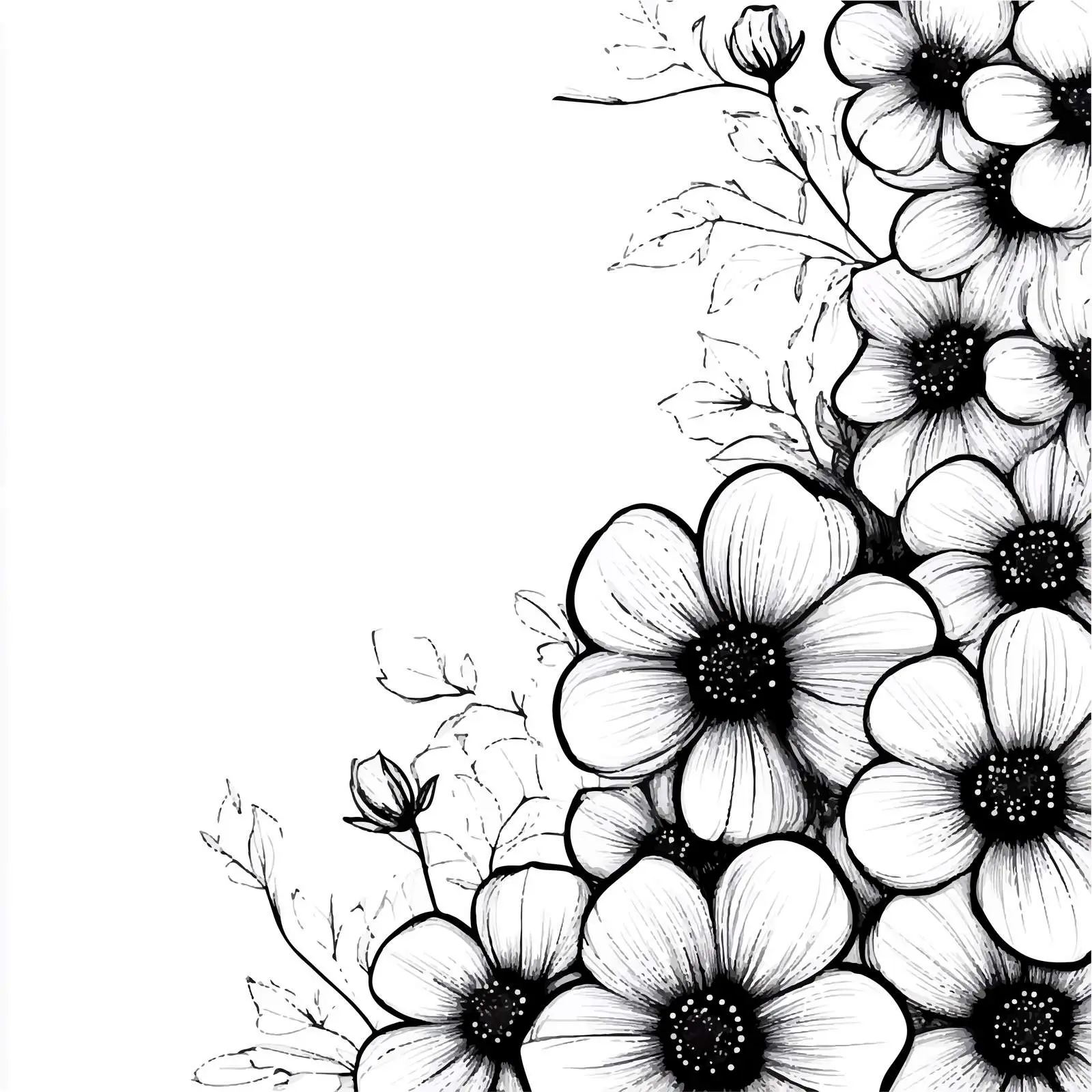 Black and White Floral Vector Illustration — free download from Dotvec