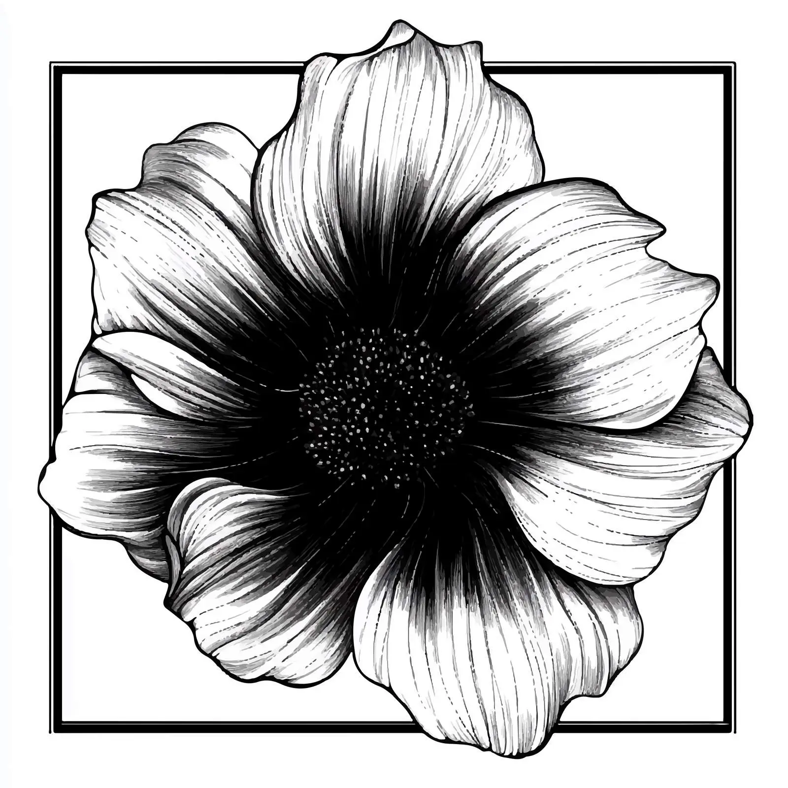 Black and White Flower Vector Illustration — free download from Dotvec