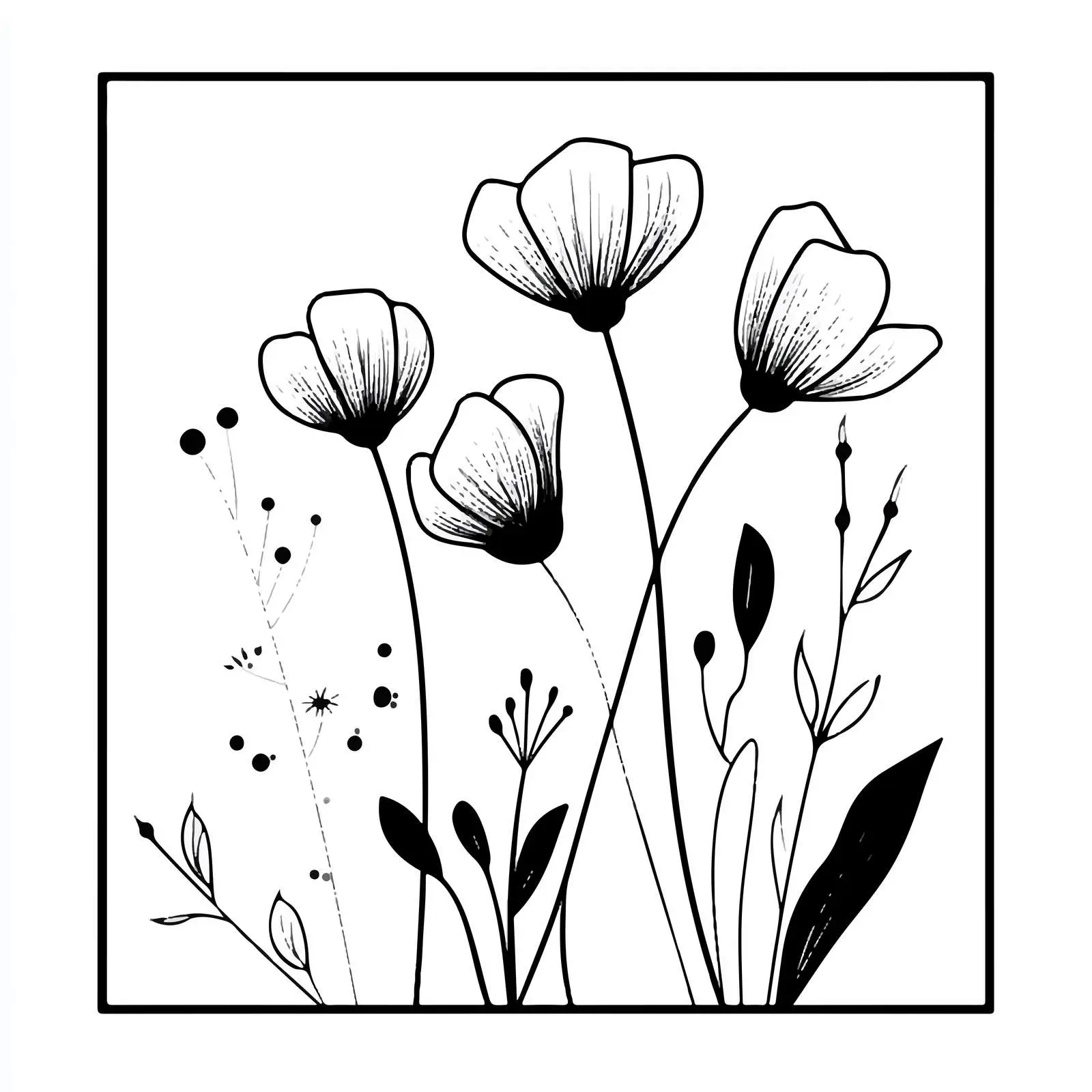 Elegant Black and White Flower Vectors — free download from Dotvec