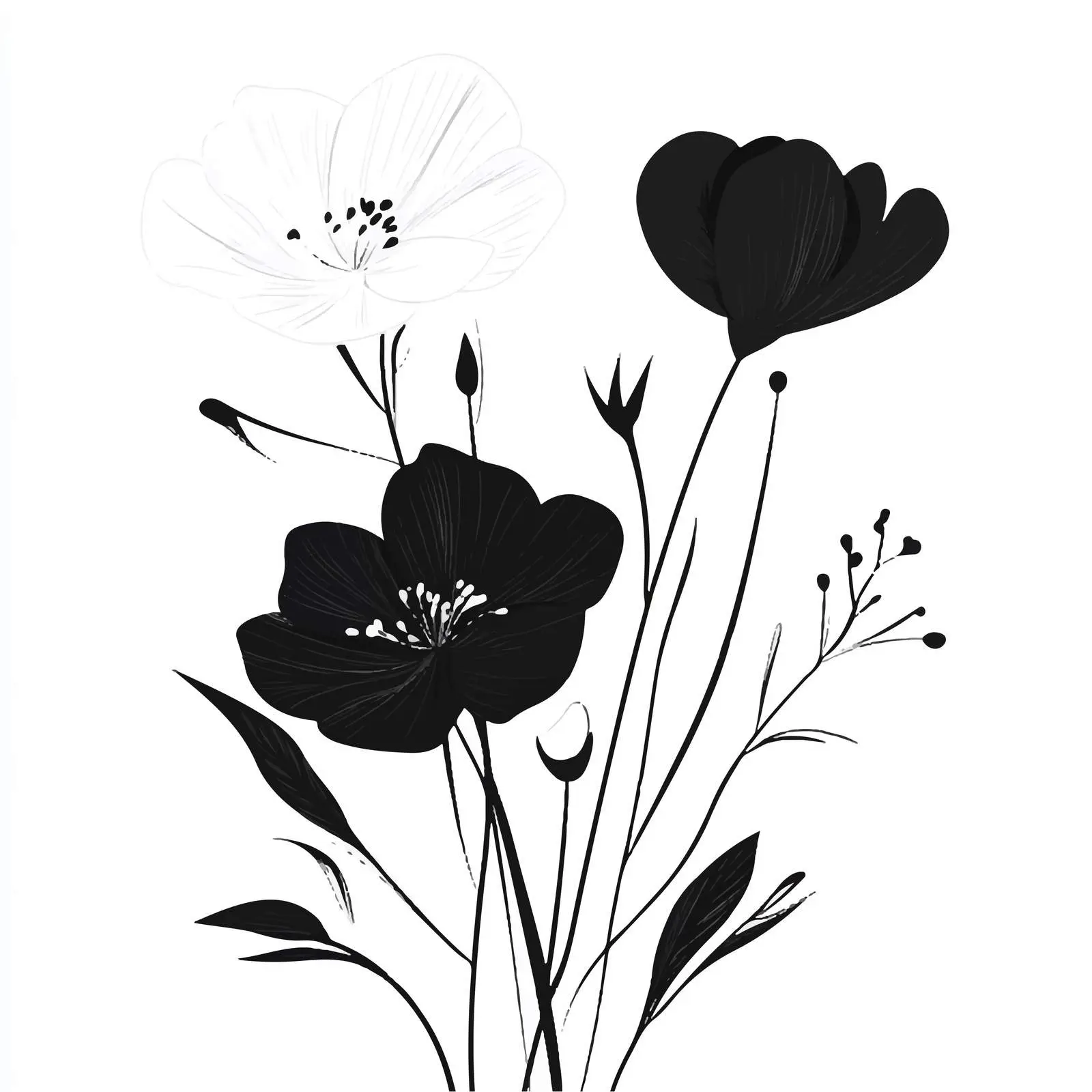 Black and White Floral Vector Design — free download from Dotvec