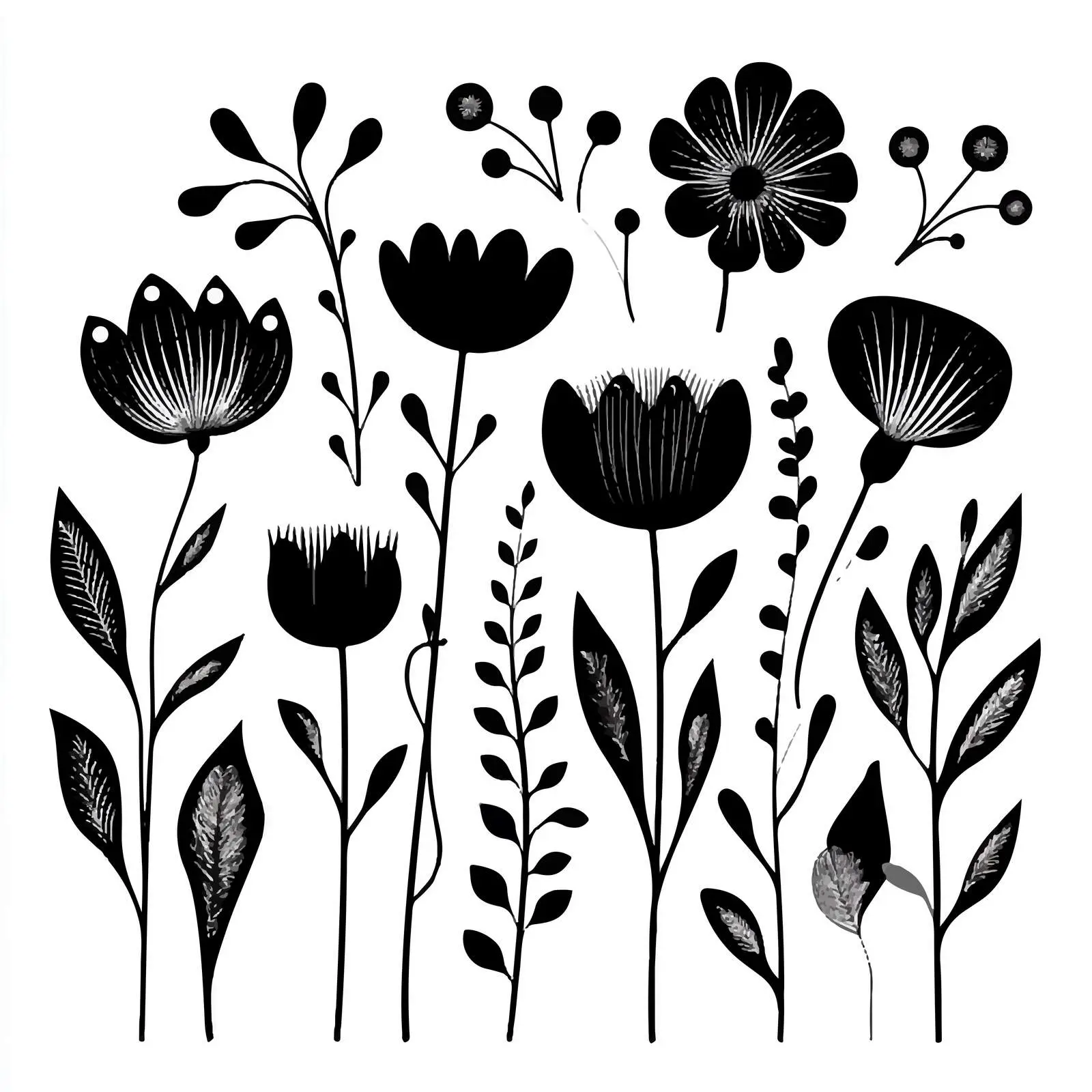 Black and White Floral Vector Design — free download from Dotvec