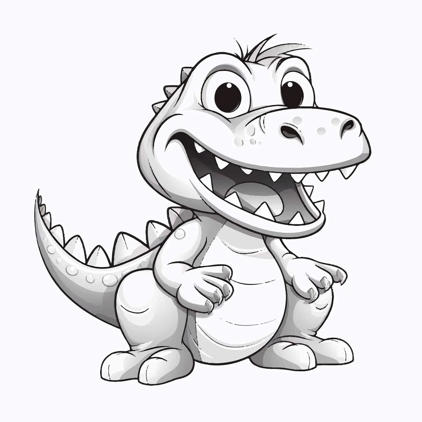 Smiling Dinosaur Black and White Vector Illustration — free download from Dotvec