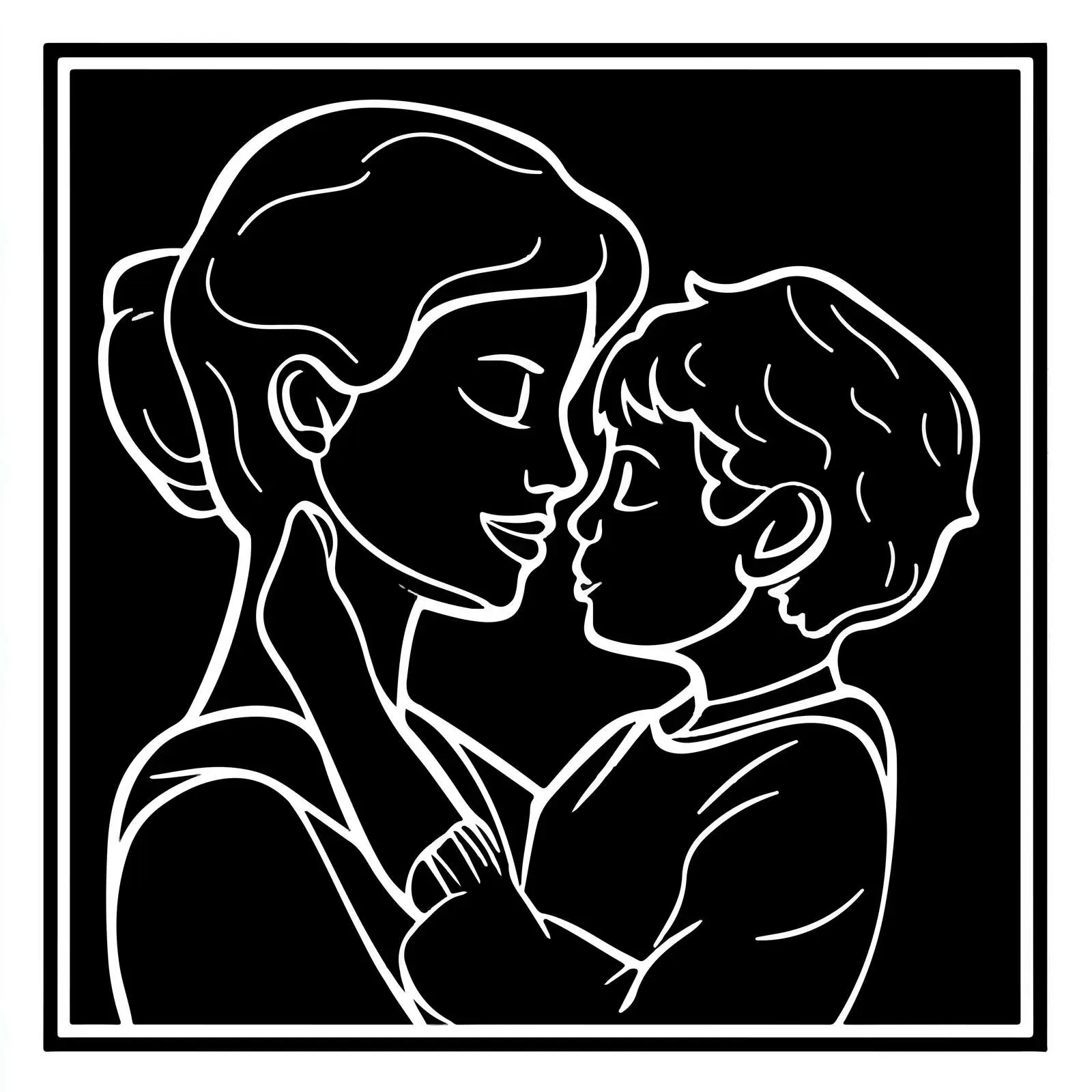 Mother and Child Black and White Vector — free download from Dotvec