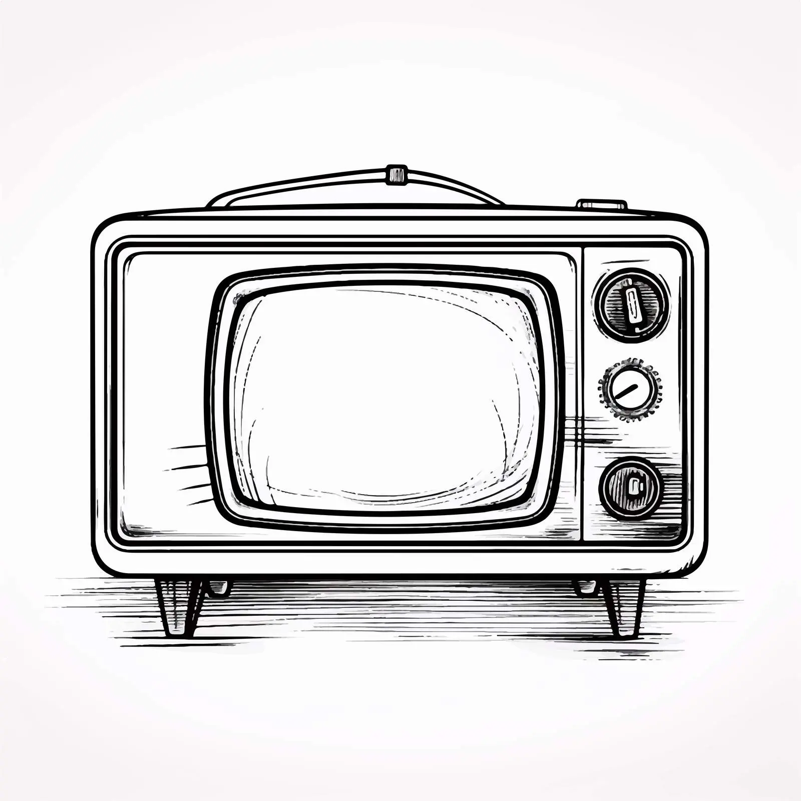 Vintage TV Line Art in Black and White — free download from Dotvec