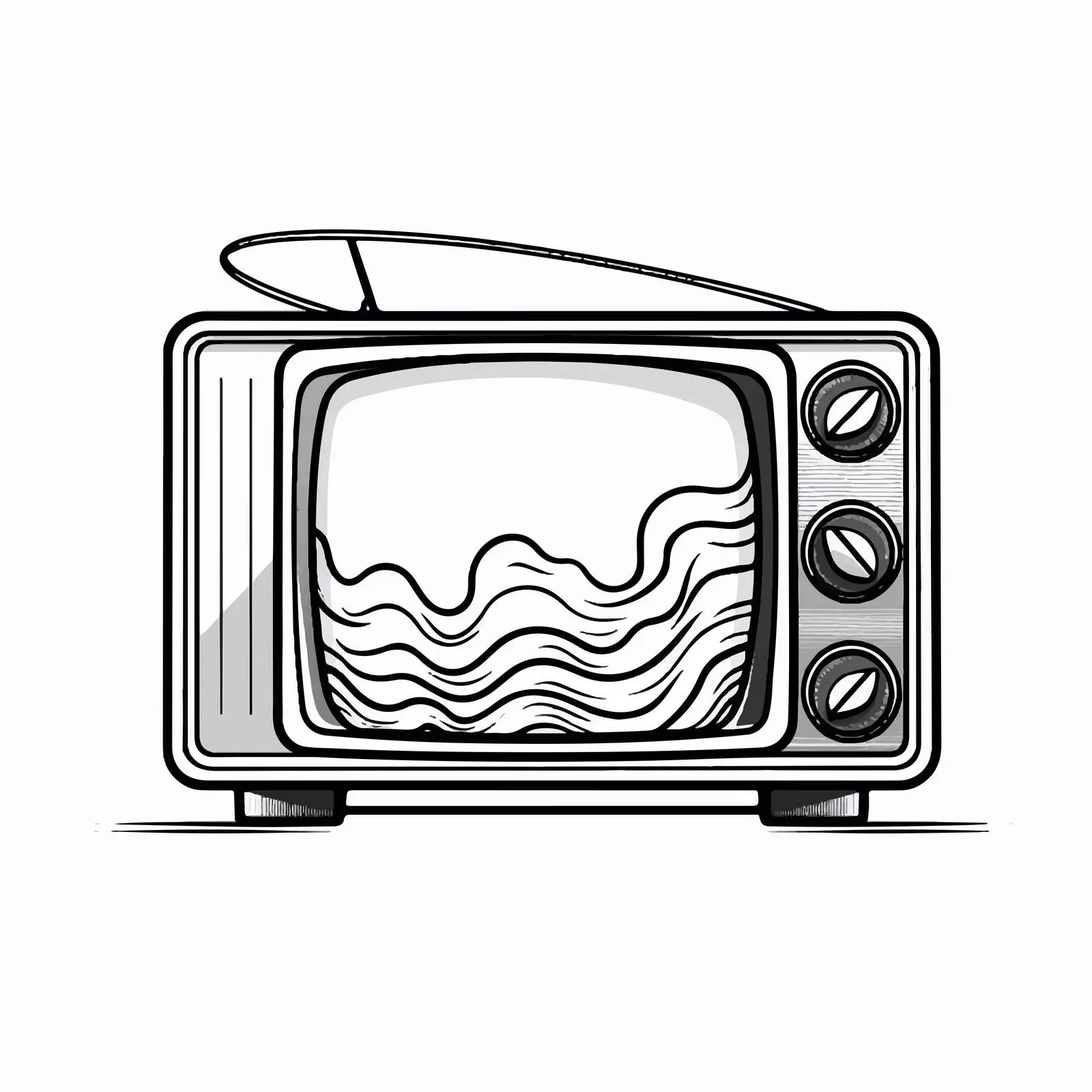 Vintage TV Black and White Line Art Vector — free download from Dotvec