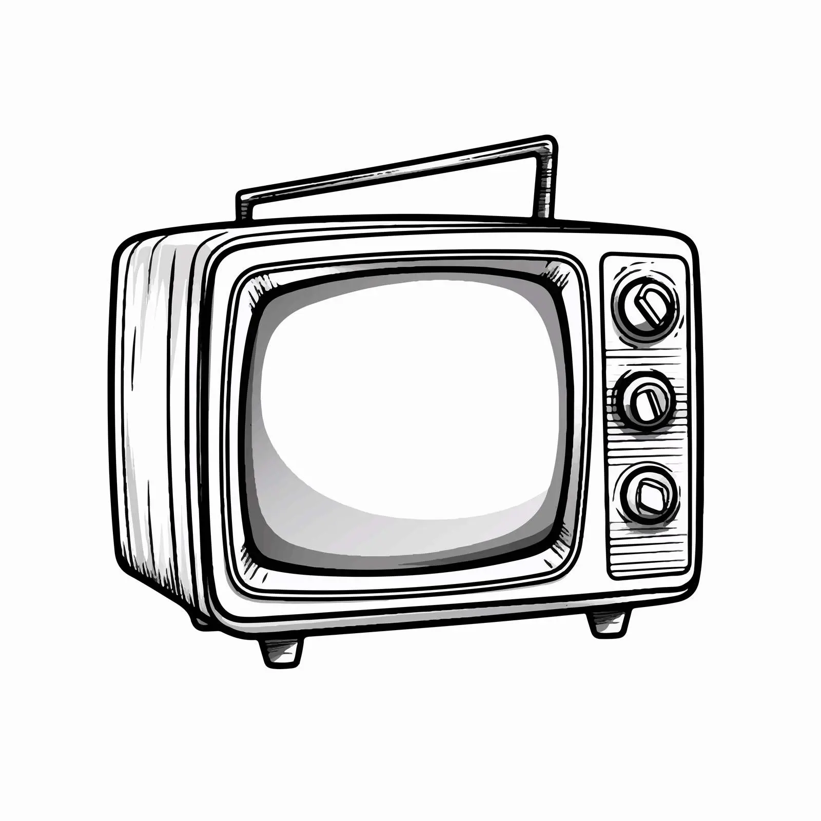 Vintage TV Black and White Line Art Vector — free download from Dotvec