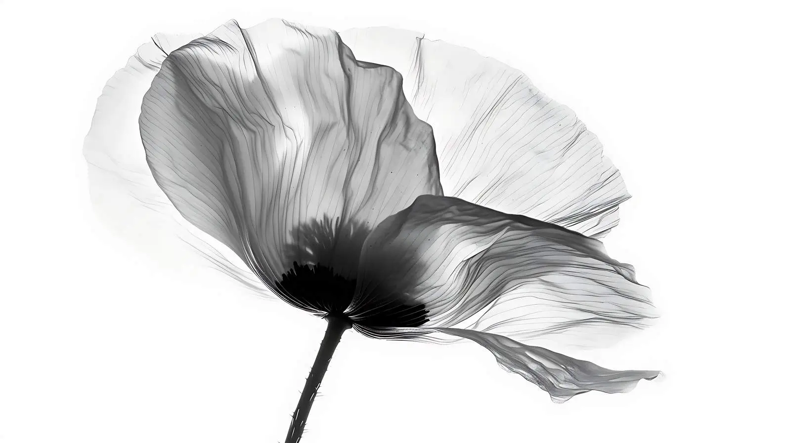 Elegant Monochrome Poppy Flower in Black and White — free download from Dotvec