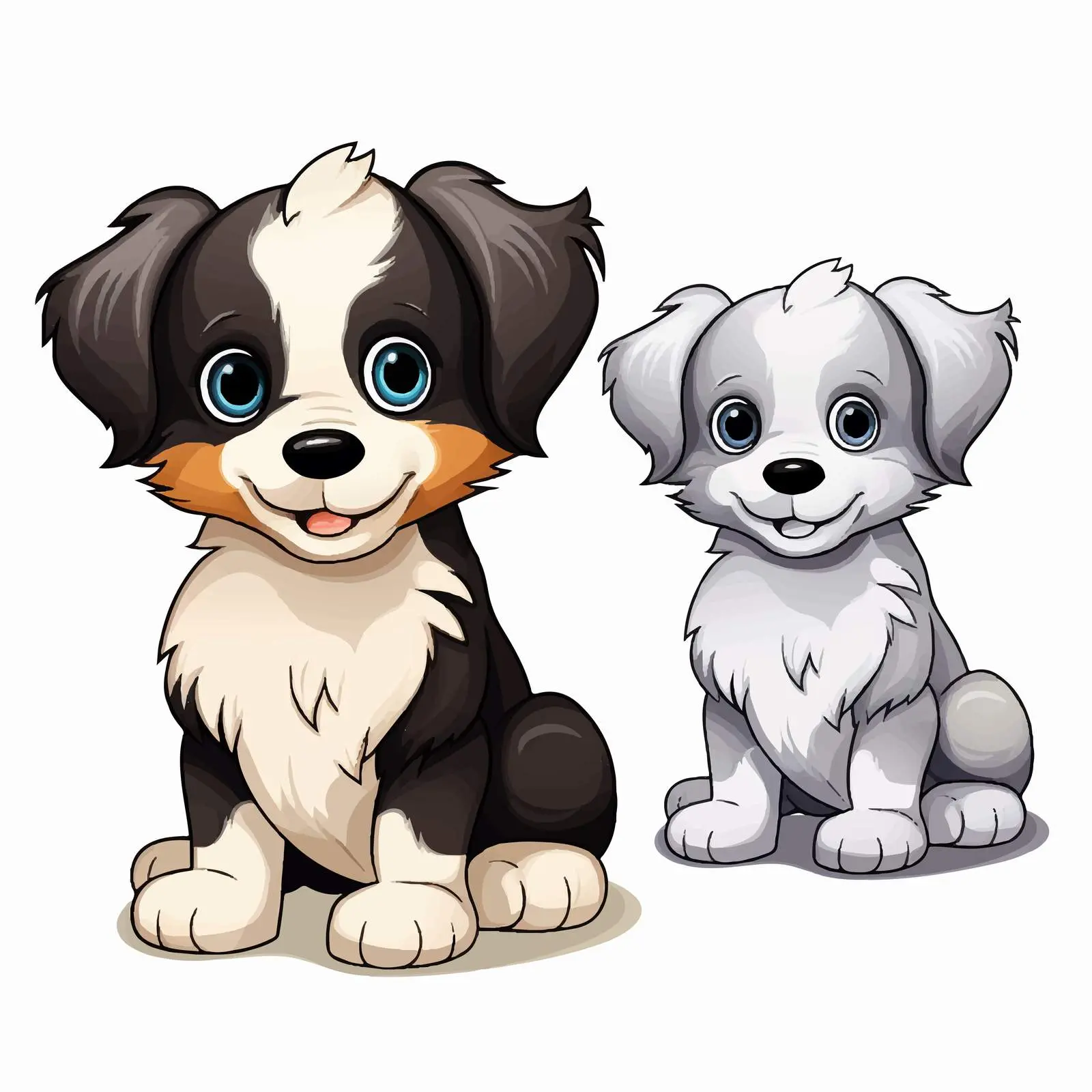Puppy Transformation from Black and White to Color – free vector pet image from Dotvec
