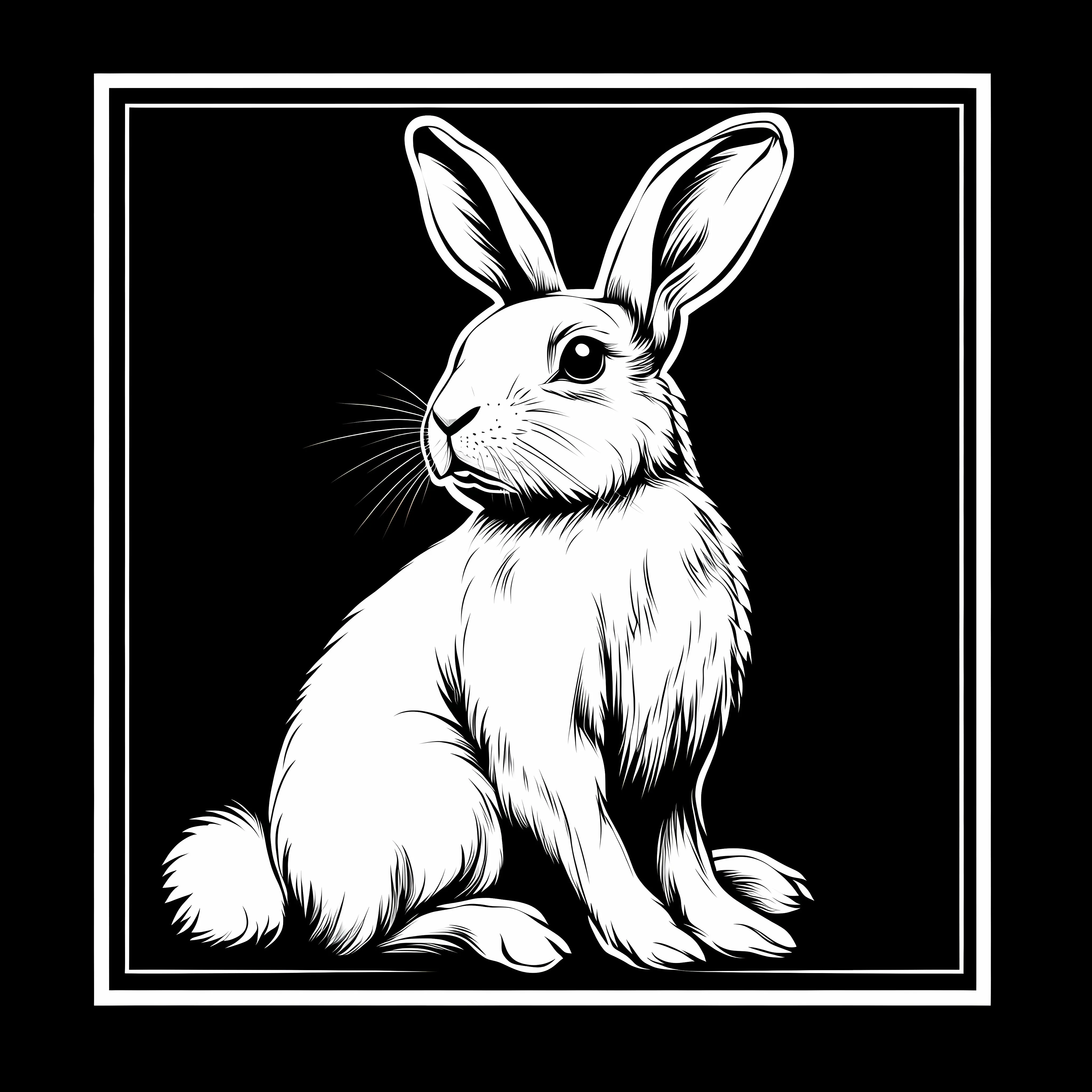 Black Background White Rabbit Vector Illustration — free download from Dotvec