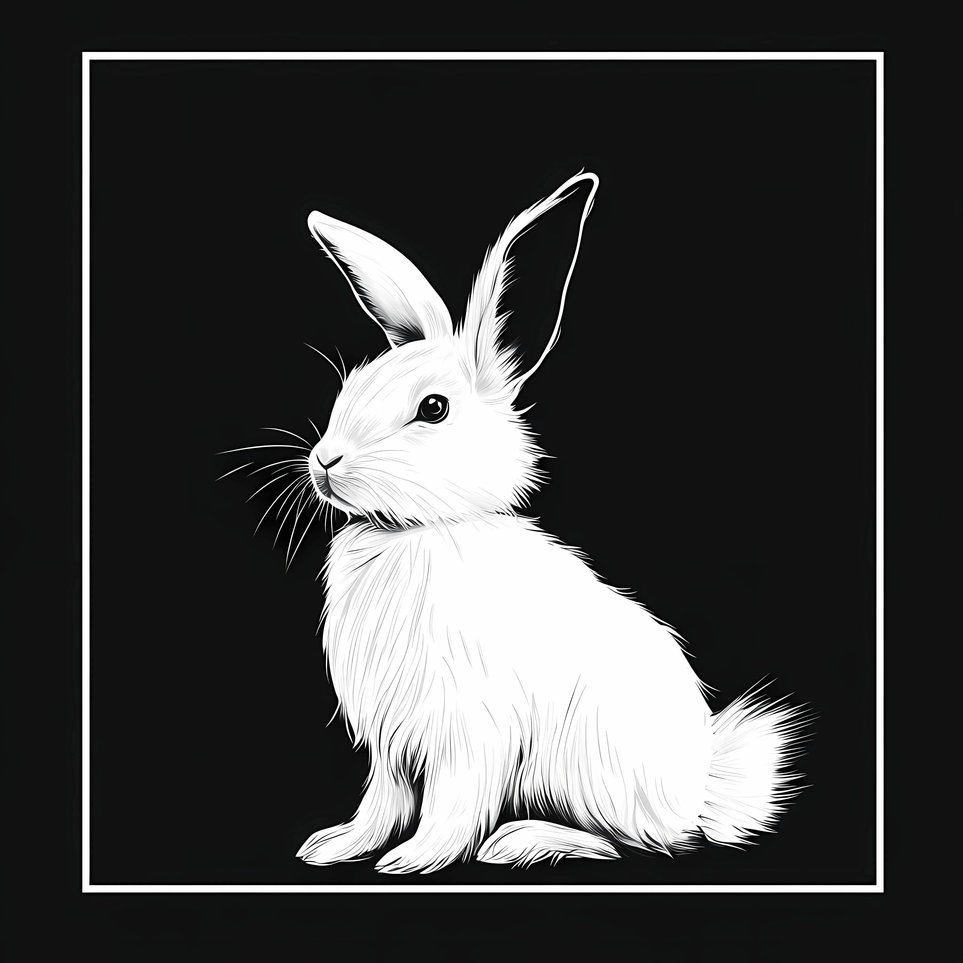 Flat Vector Illustration of White Rabbit on Black Background — free download from Dotvec