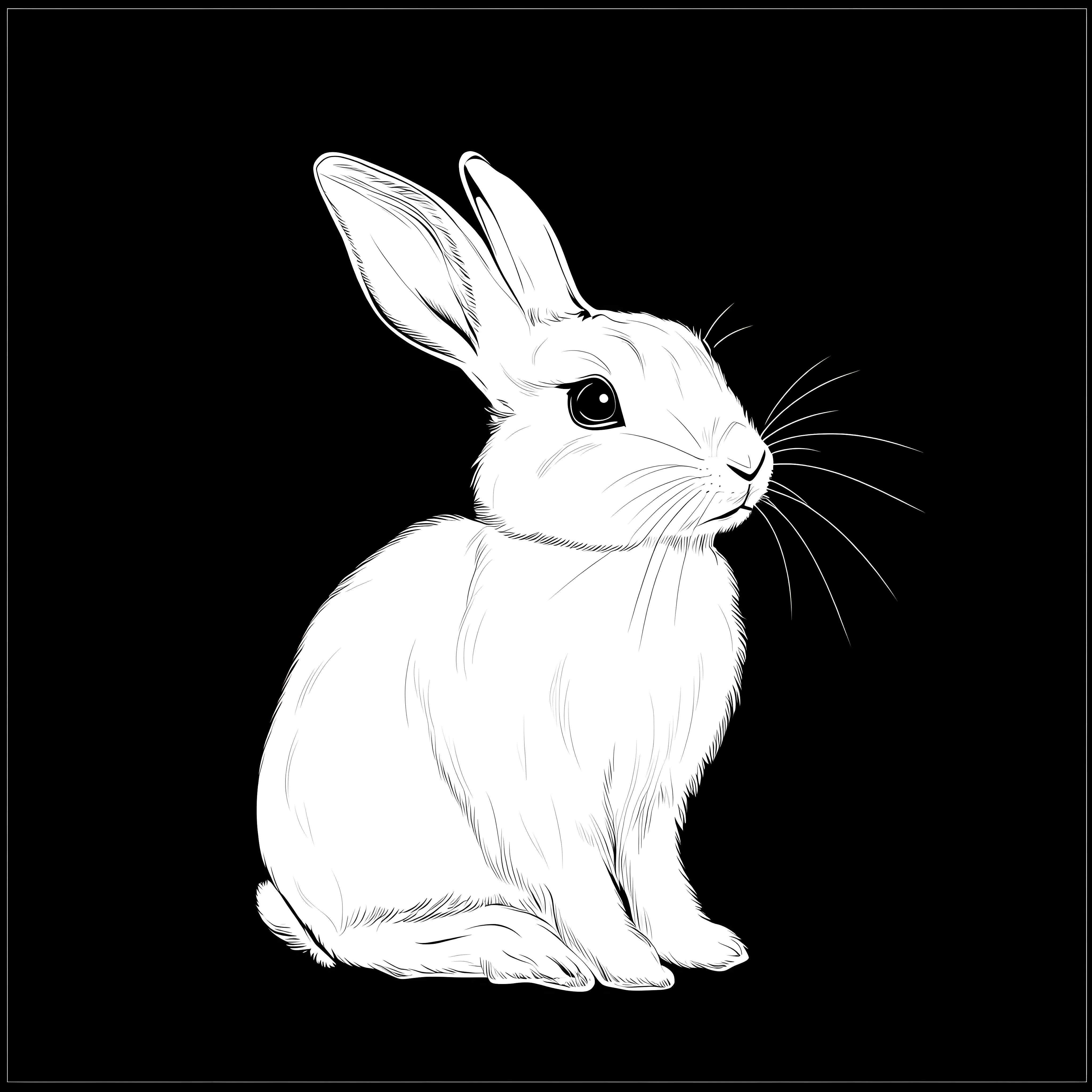White Rabbit Flat Vector on Black Background – free vector png image from Dotvec