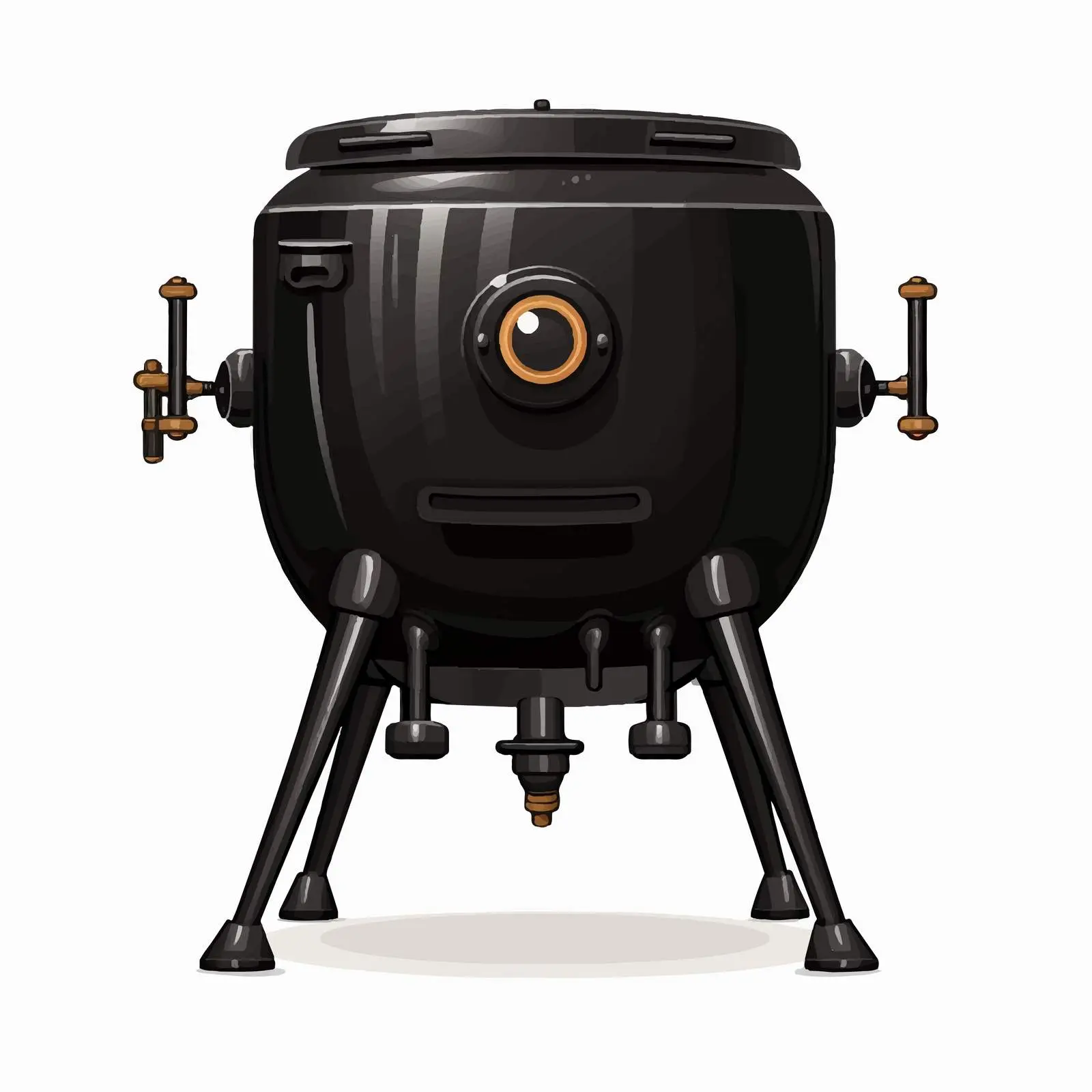 Cartoon Black Boiler on Three Legs Isolated – free isolated illustration image from Dotvec