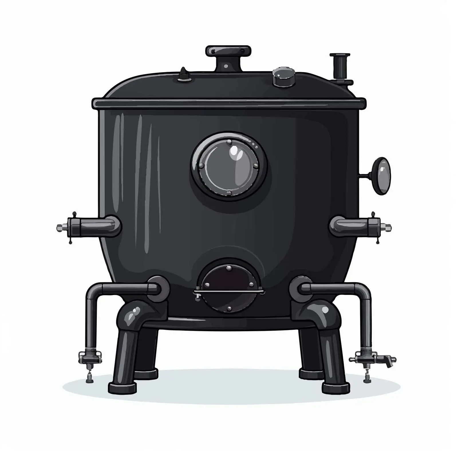 Isolated Cartoon Black Boiler on Three Legs — free download from Dotvec