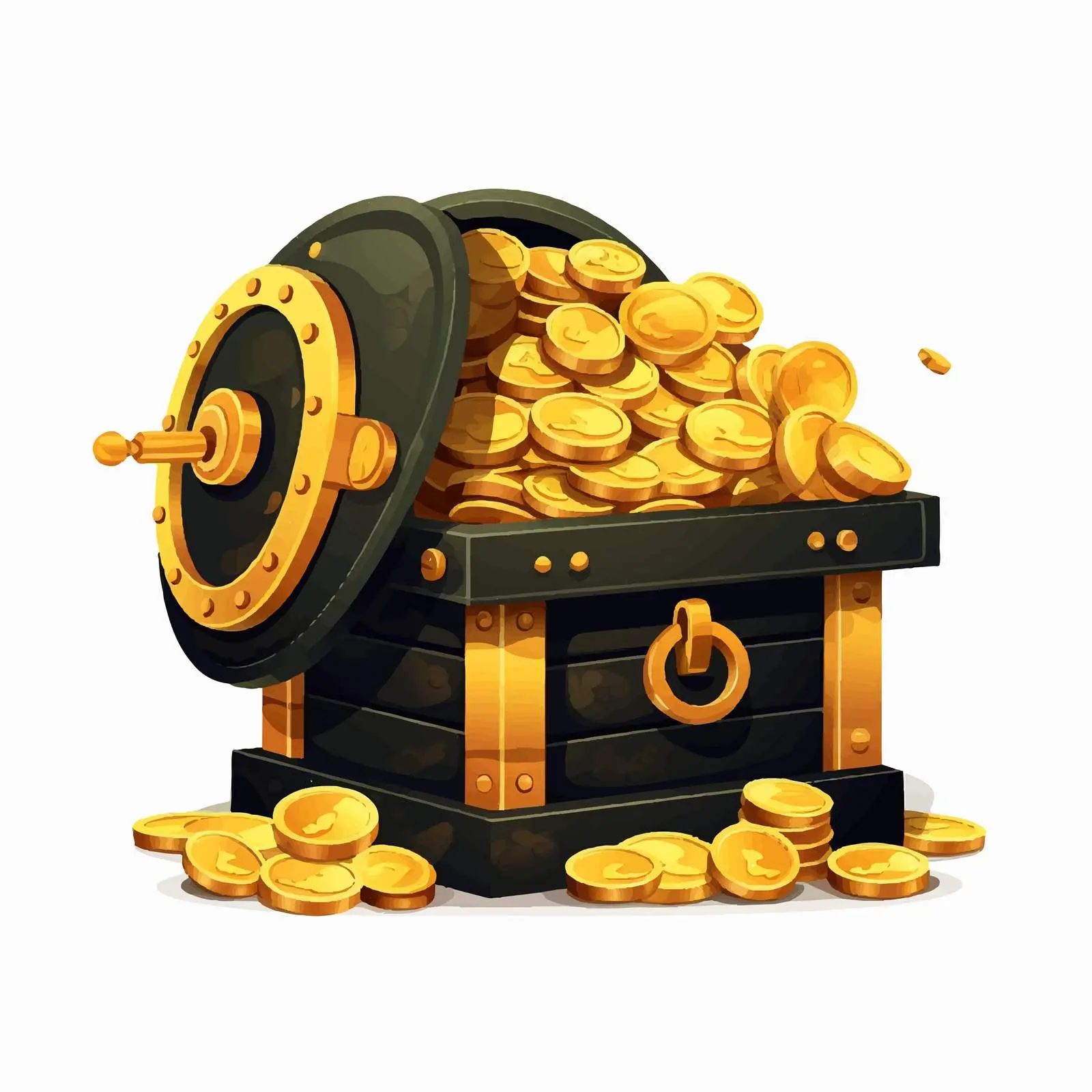 Traditional Black Boilers with Gold Coins Artwork – free cash image from Dotvec
