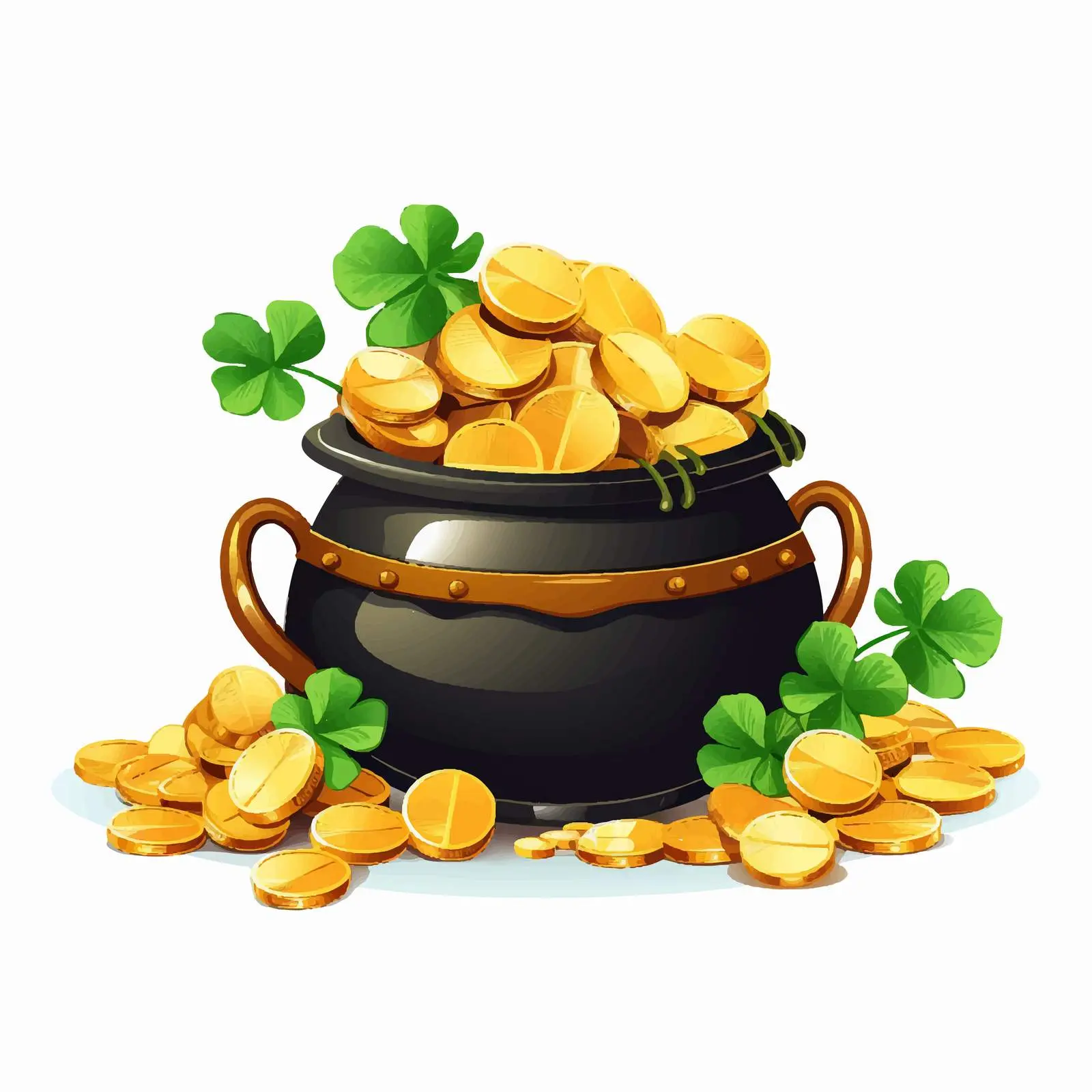 Traditional Black Boilers with Gold Coins Clip Art – free money image from Dotvec