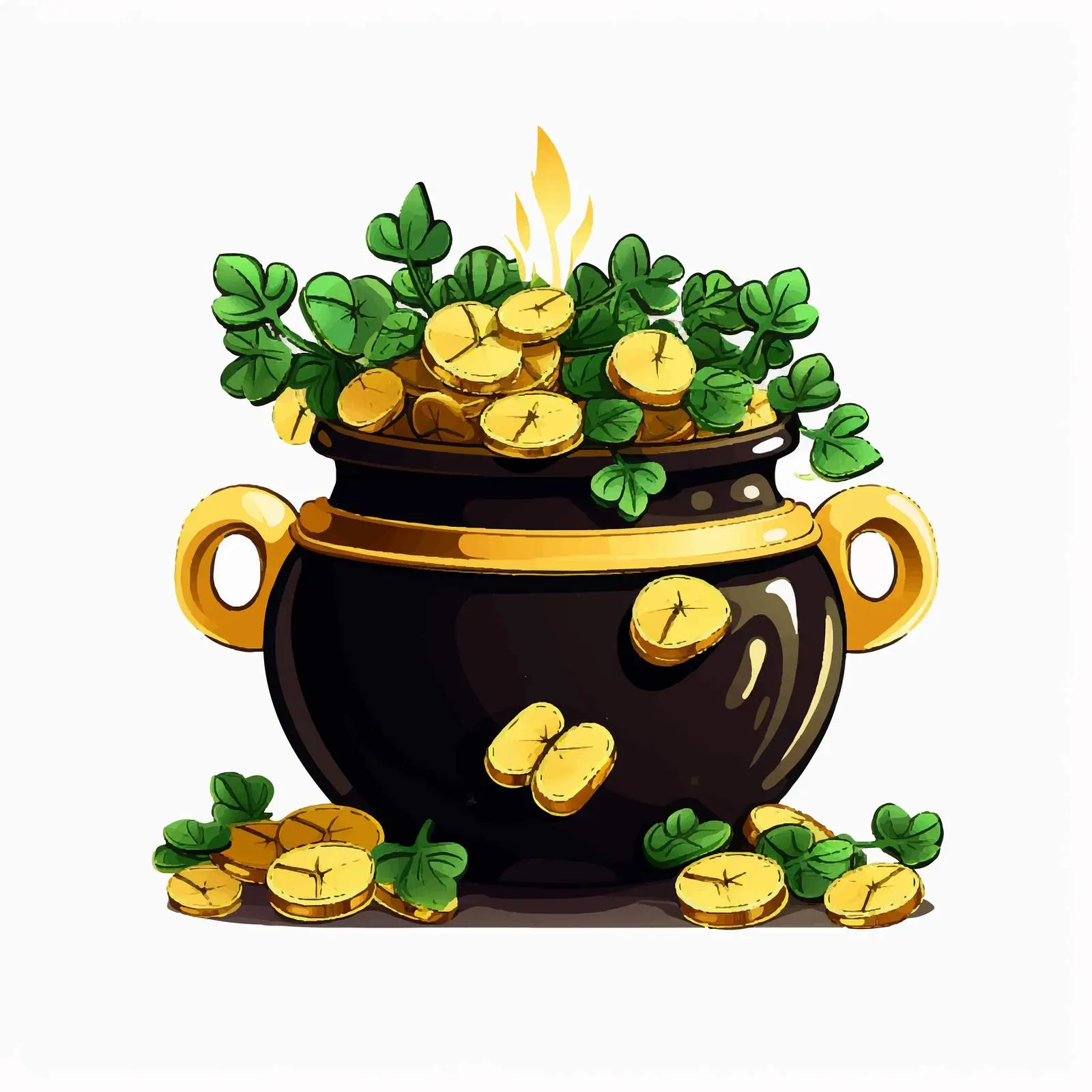 Traditional Black Boilers with Gold Coins Clip Art – free traditional icon image from Dotvec