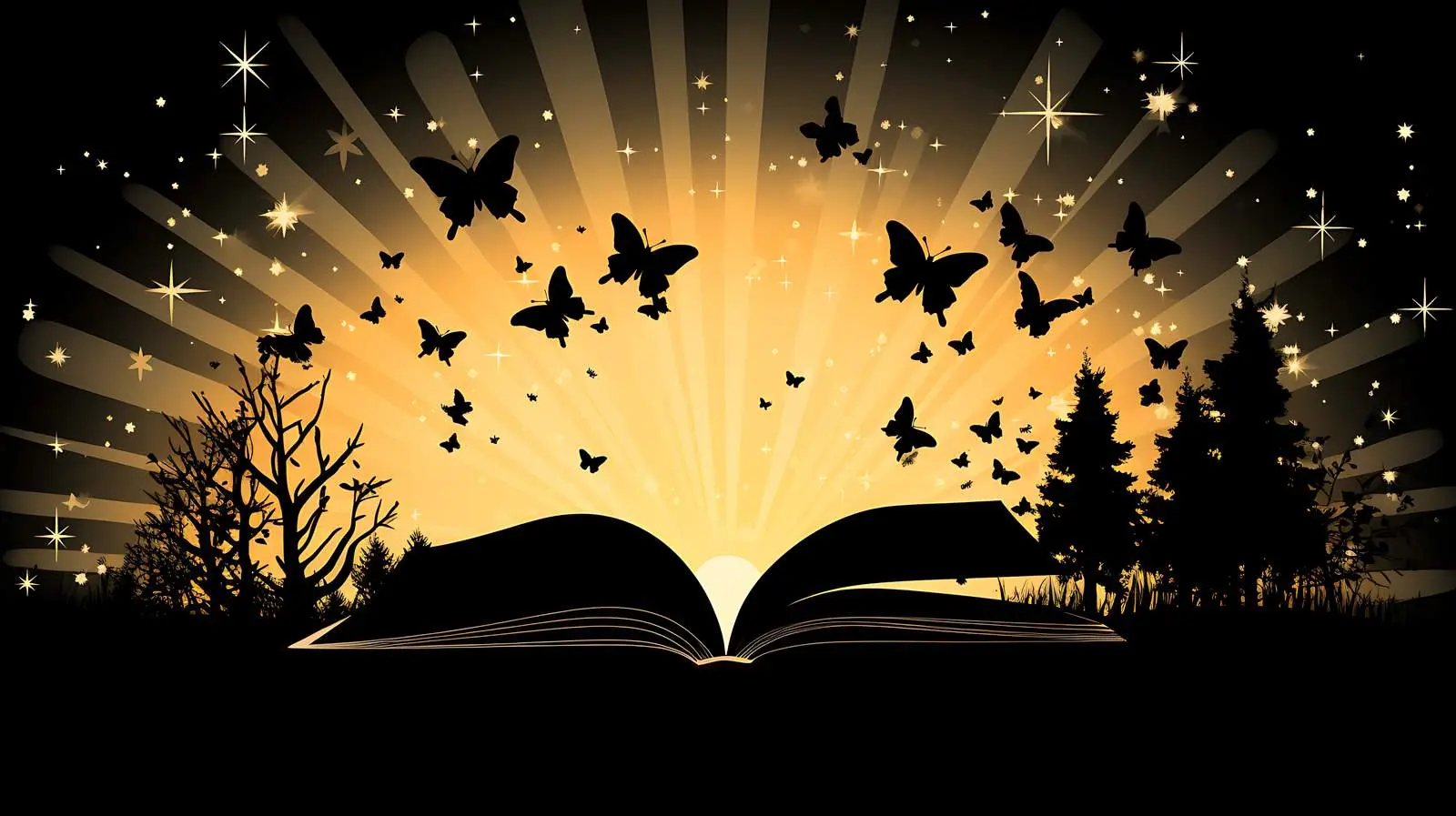 Enchanting Butterfly Book Silhouettes — free download from Dotvec