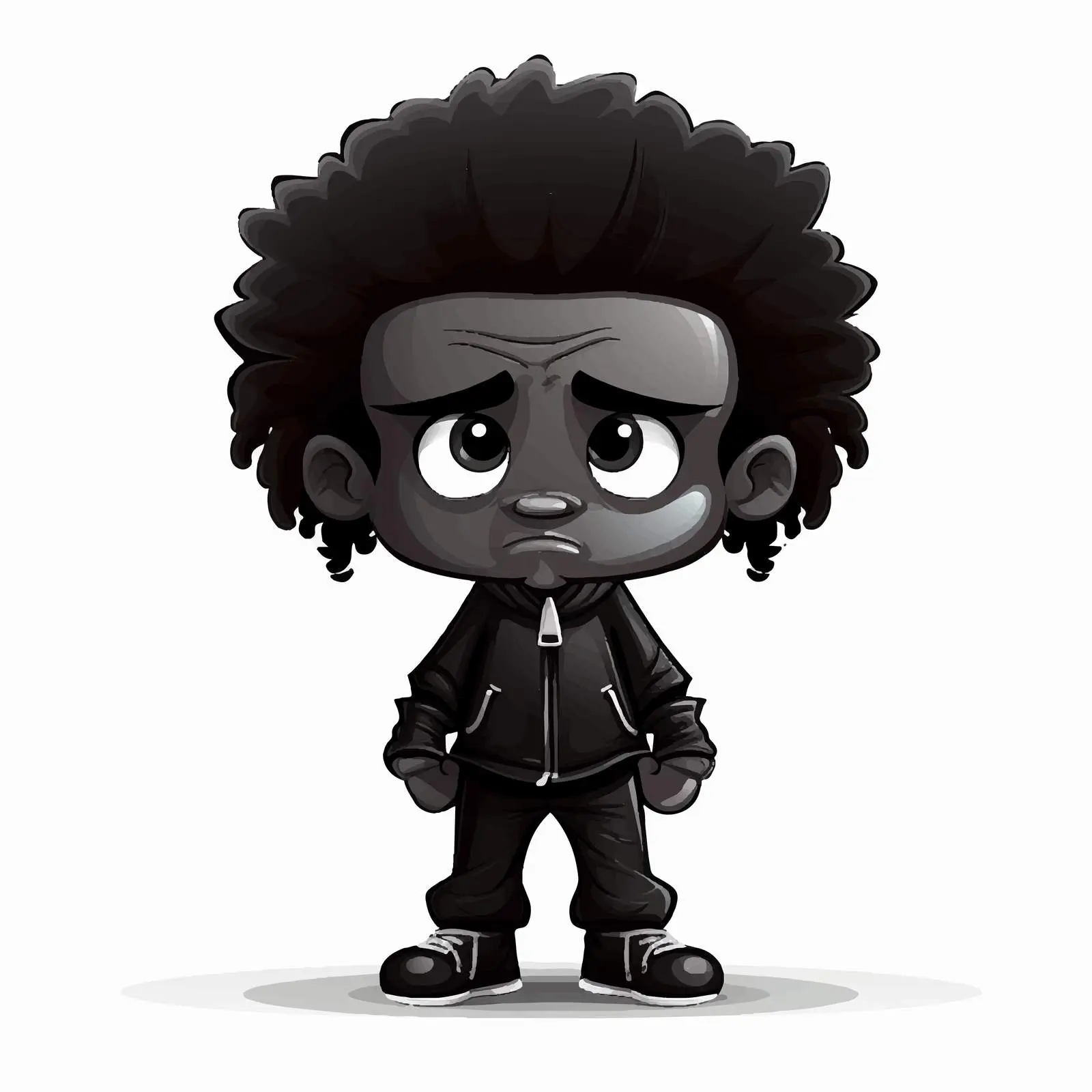 Black Cartoon Vector Illustration on White Background – free art for print image from Dotvec