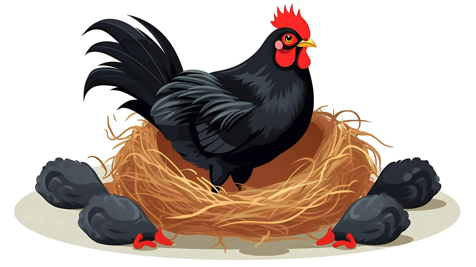 Broody Hen Nesting with Eggs Vector — free download from Dotvec