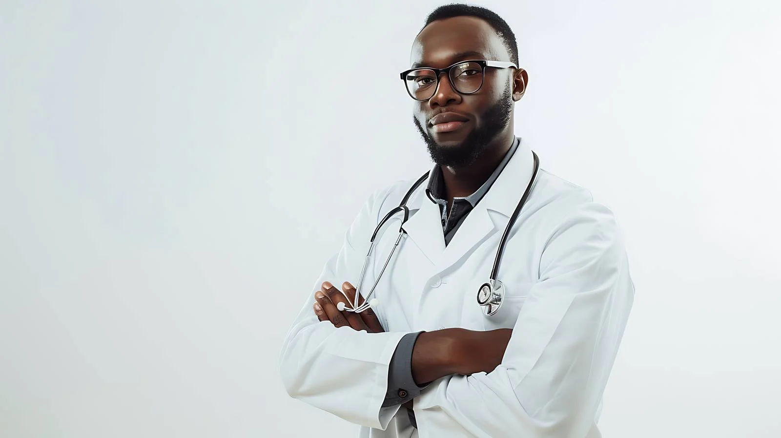 Professional Black Doctor on White Background — free download from Dotvec