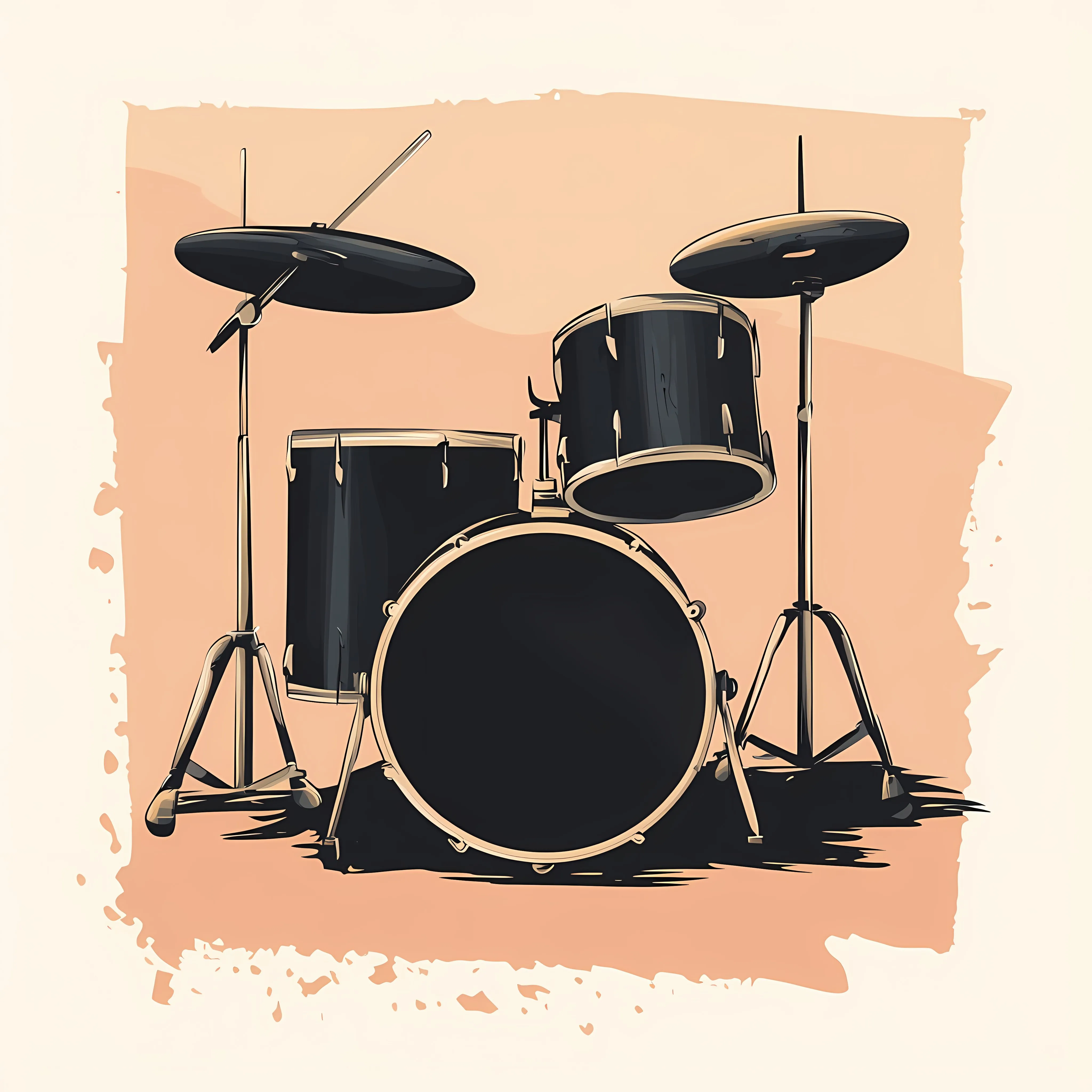 Flat Vector Illustration of Black Drum and Drumsticks — free download from Dotvec