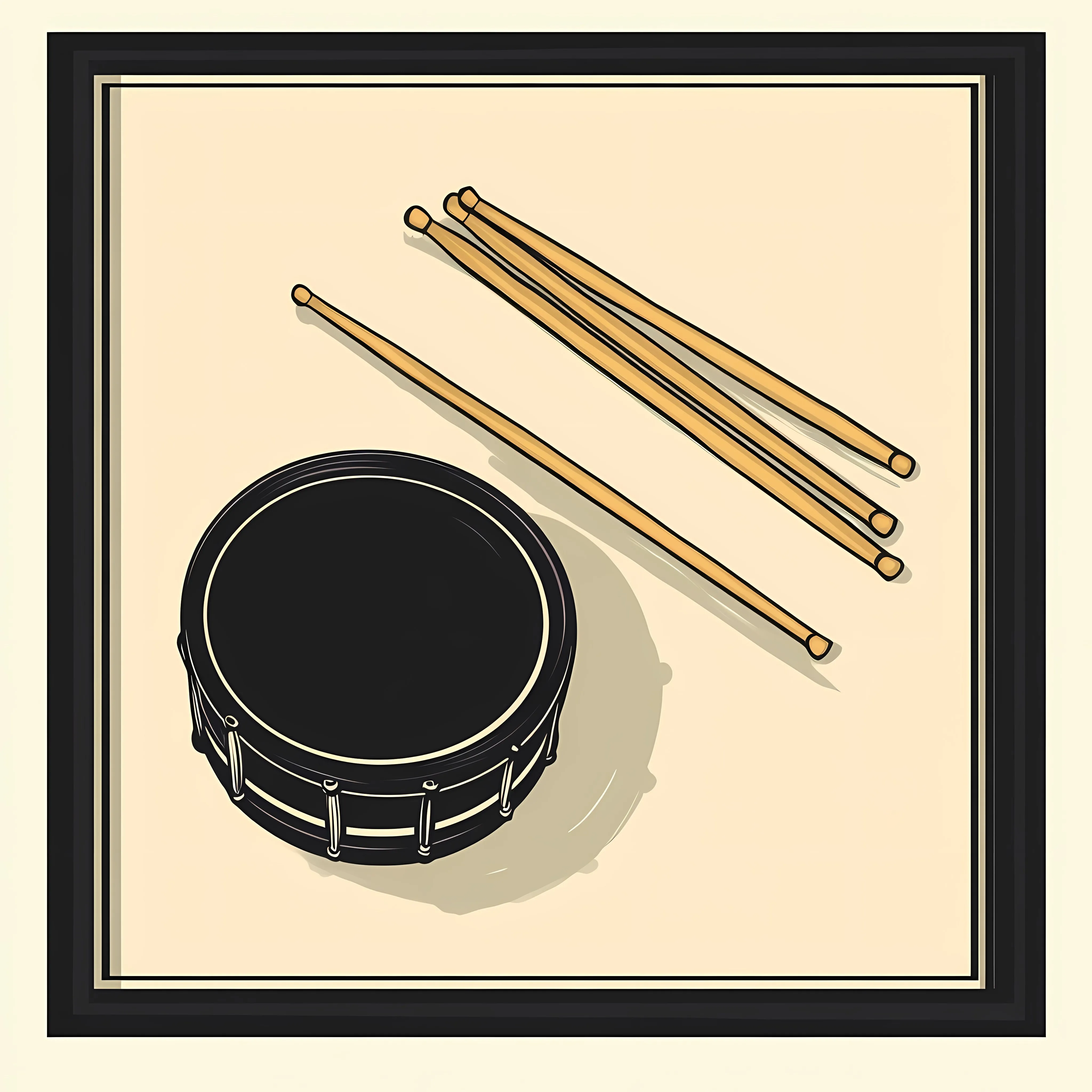Black Drum and Drumsticks Flat Vector Illustration – free entertainment art image from Dotvec