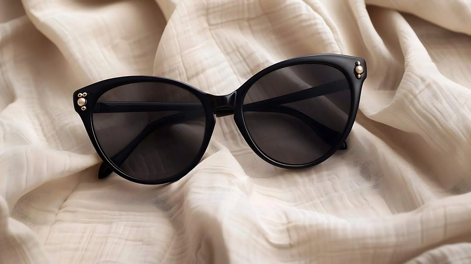 Stylish Black Female Sunglasses on Beige Background — free download from Dotvec