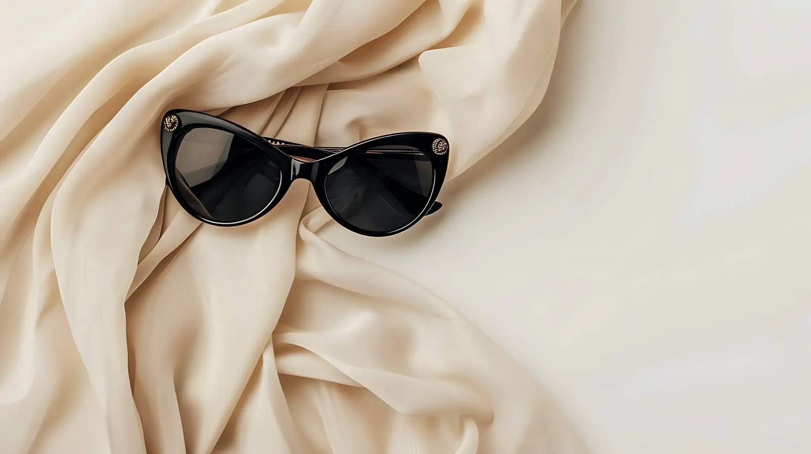 Stylish Black Female Sunglasses on Beige Background – free model image from Dotvec