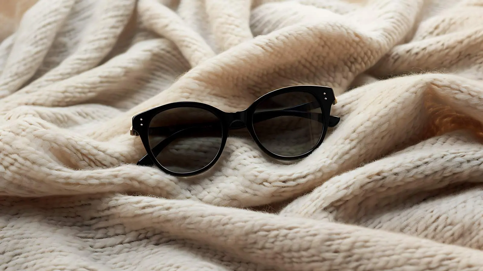 Black Female Sunglasses on Beige Cloth Background — free download from Dotvec