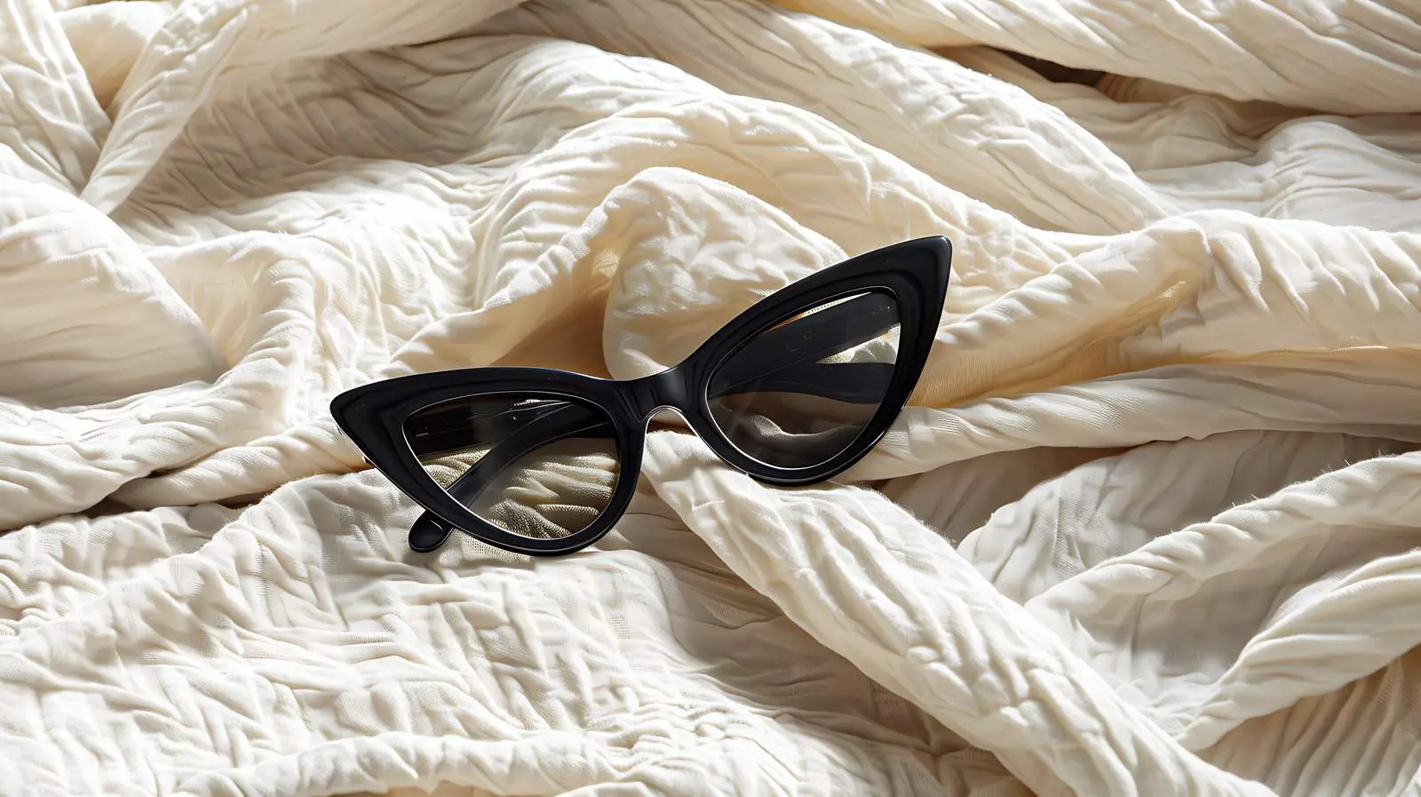 Black Female Sunglasses on Beige Cloth Background – free optical image from Dotvec