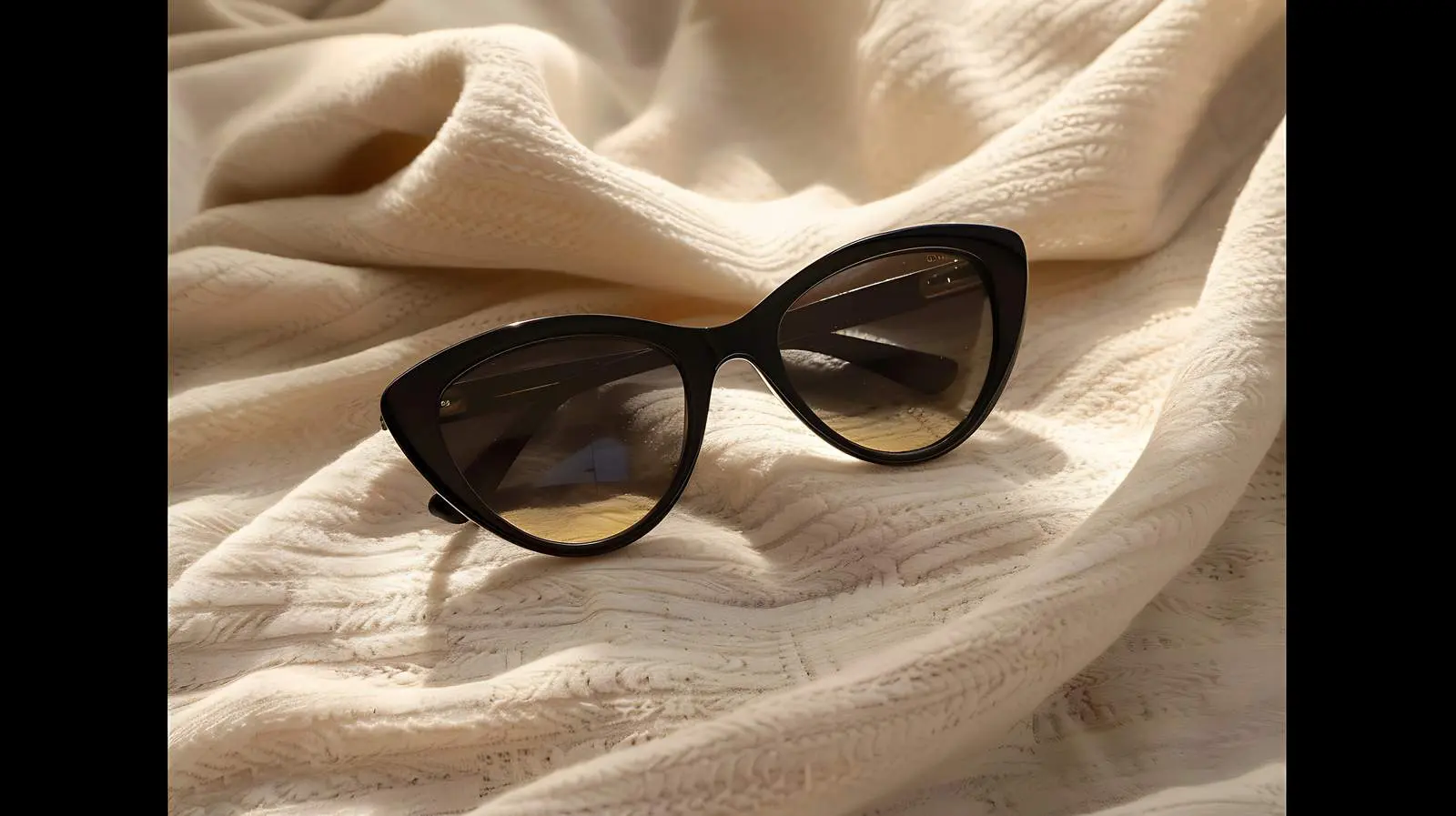 Black Female Sunglasses on Beige Fabric Background — free download from Dotvec