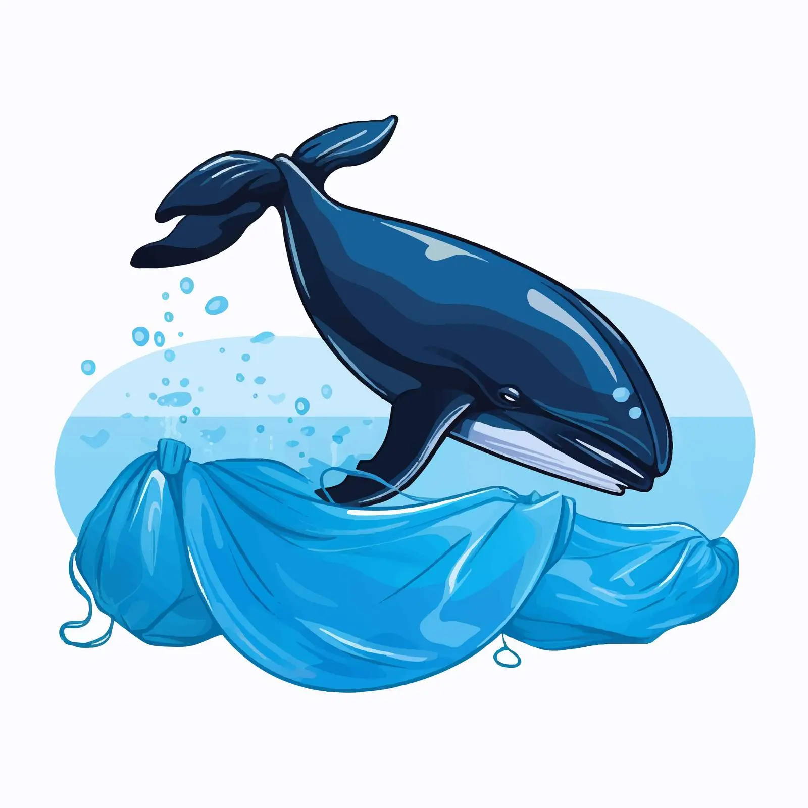 Blue Whale Silhouette Trash Bag Design — free download from Dotvec