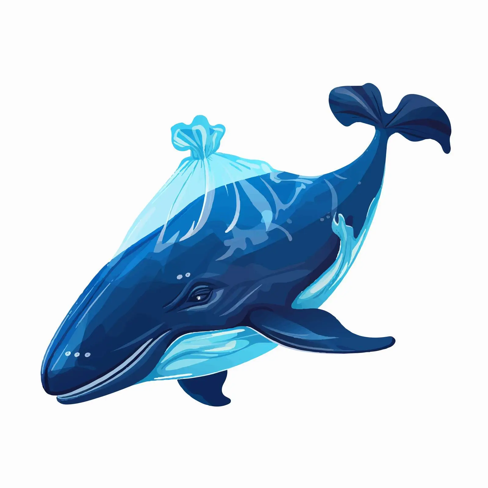 Blue Whale Silhouette from Black Garbage Bag – free garbage bag image from Dotvec